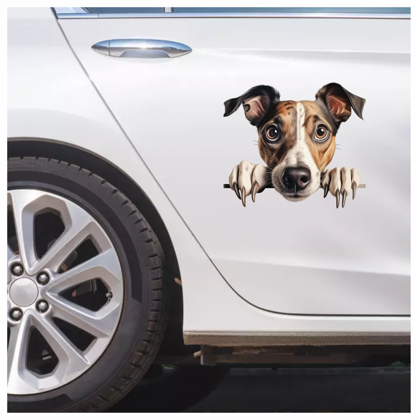 Brown White Dog Terrier Face Vinyl Sticker Decal