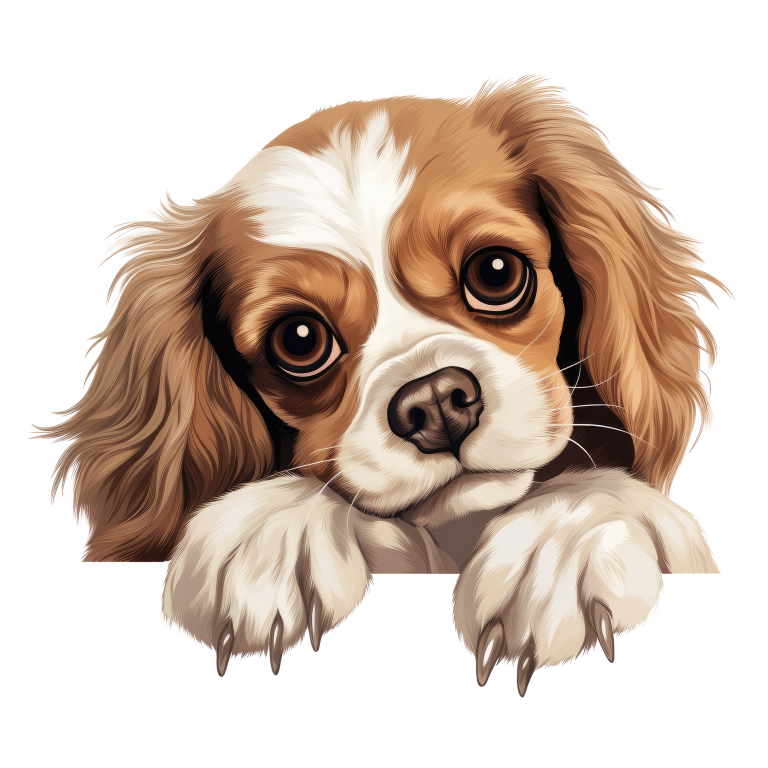 Brown White Dog Cavalier Spaniel Vinyl Sticker Decal