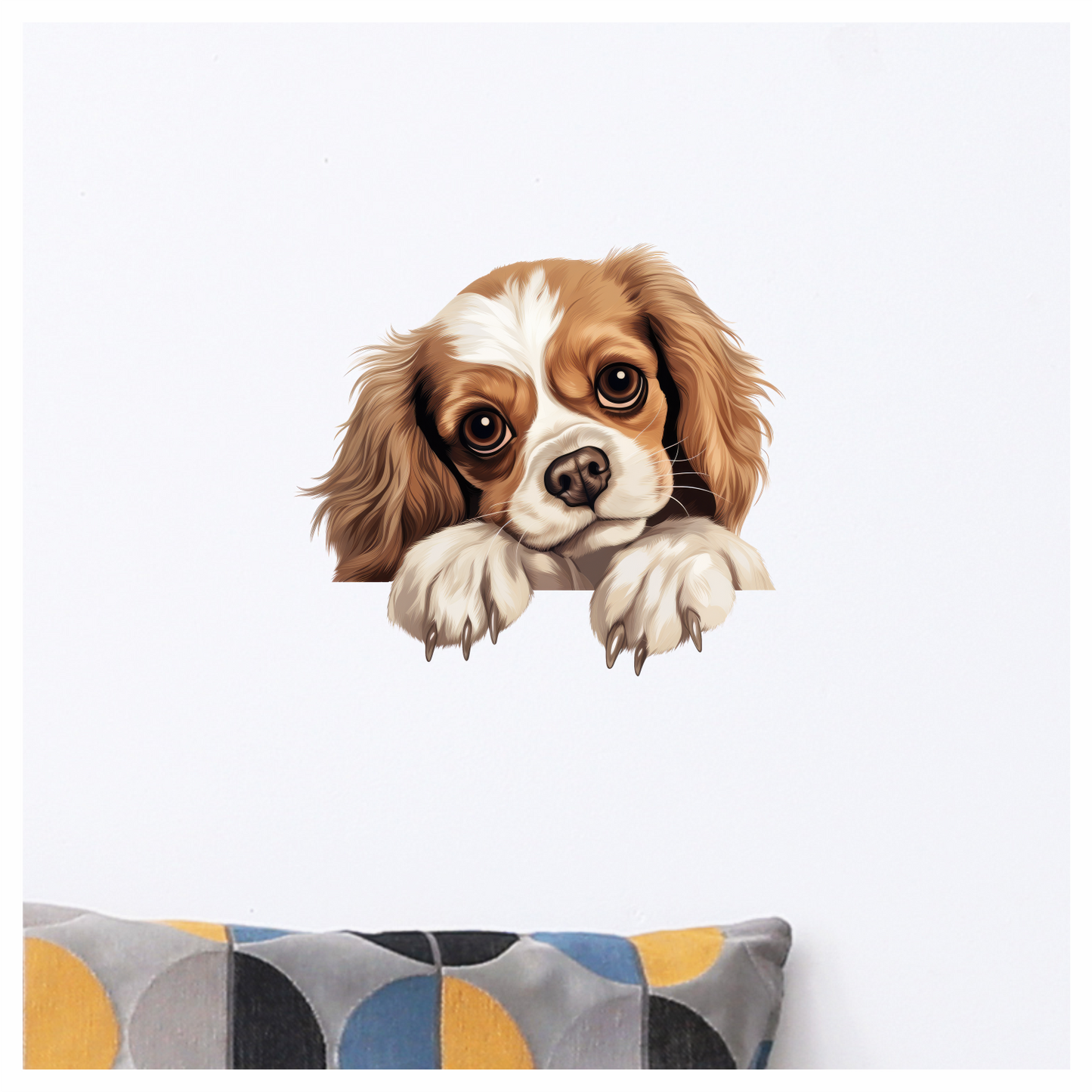 Brown White Dog Cavalier Spaniel Vinyl Sticker Decal