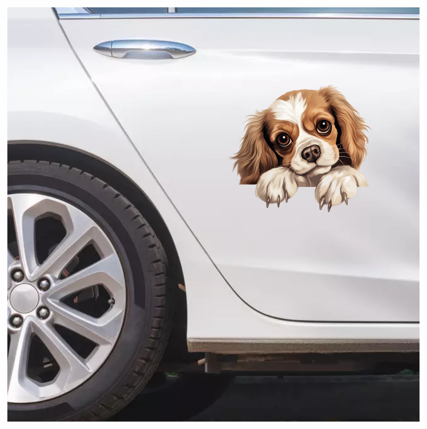 Brown White Dog Cavalier Spaniel Vinyl Sticker Decal
