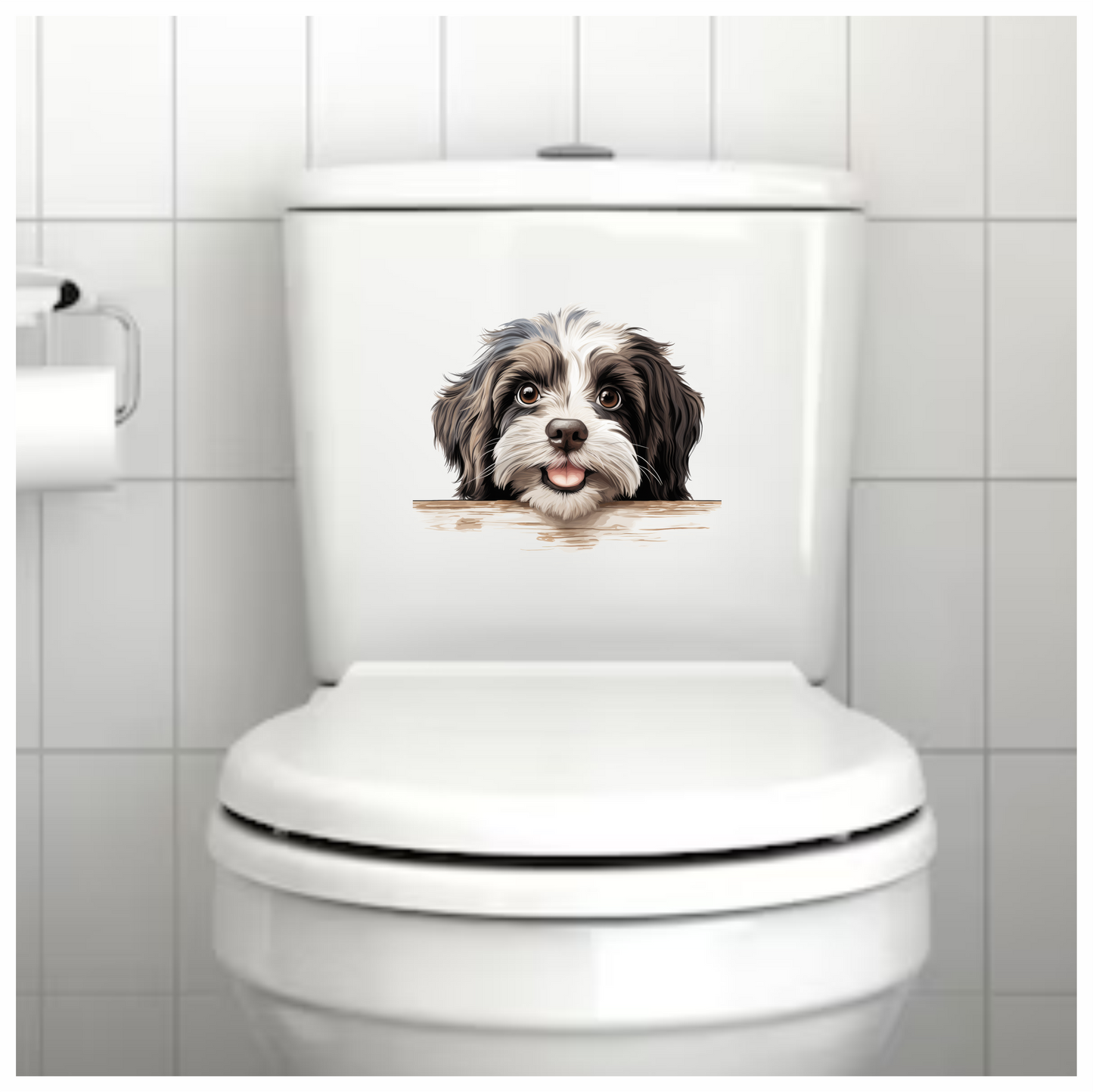 Black White Dog Shih Tzu Happy Vinyl Sticker Decal