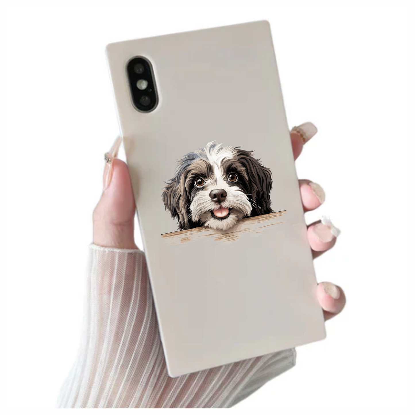 Black White Dog Shih Tzu Happy Vinyl Sticker Decal