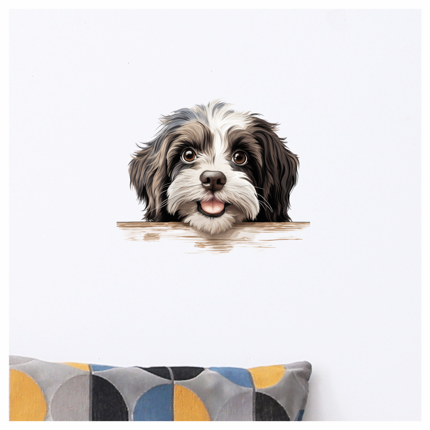 Black White Dog Shih Tzu Happy Vinyl Sticker Decal
