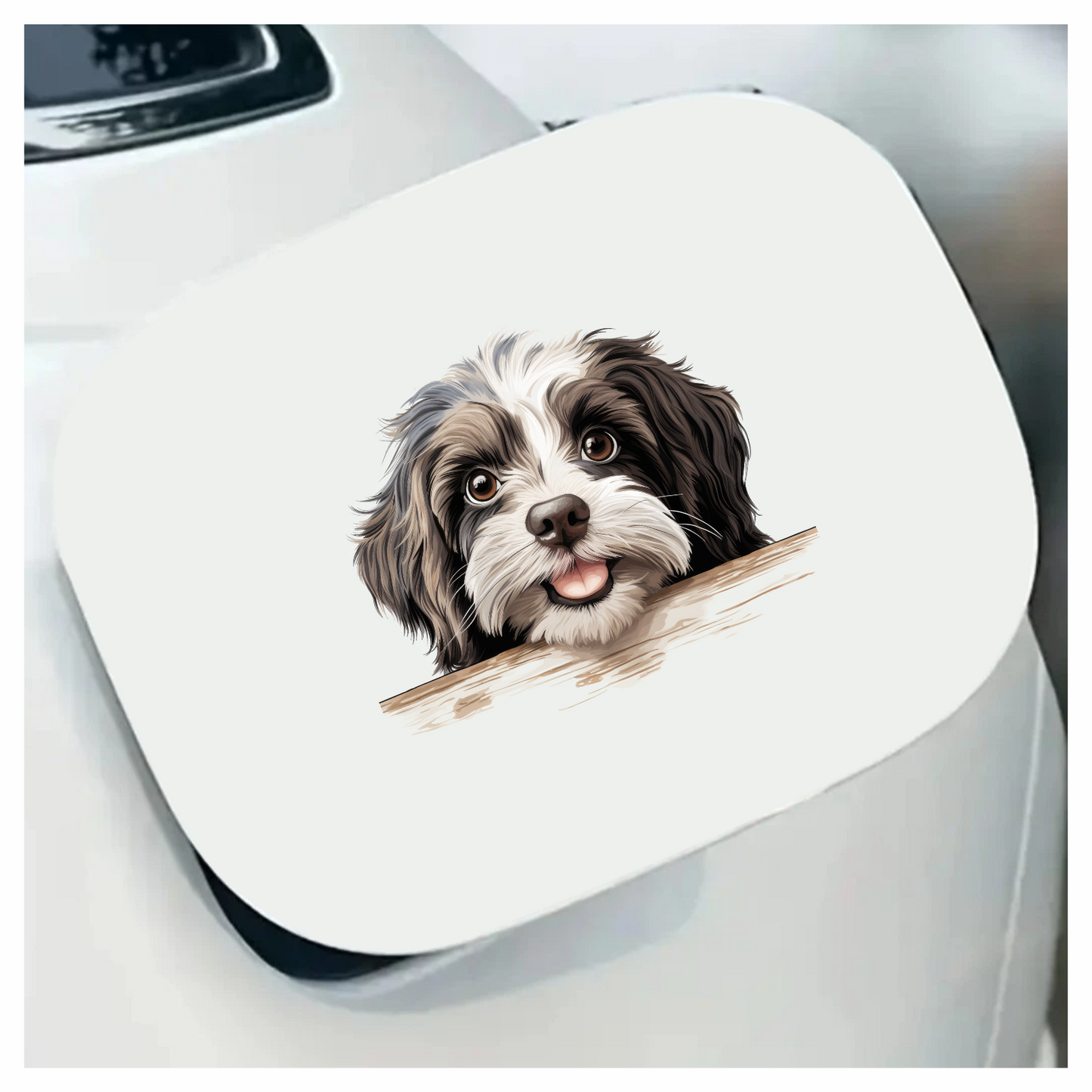 Black White Dog Shih Tzu Happy Vinyl Sticker Decal