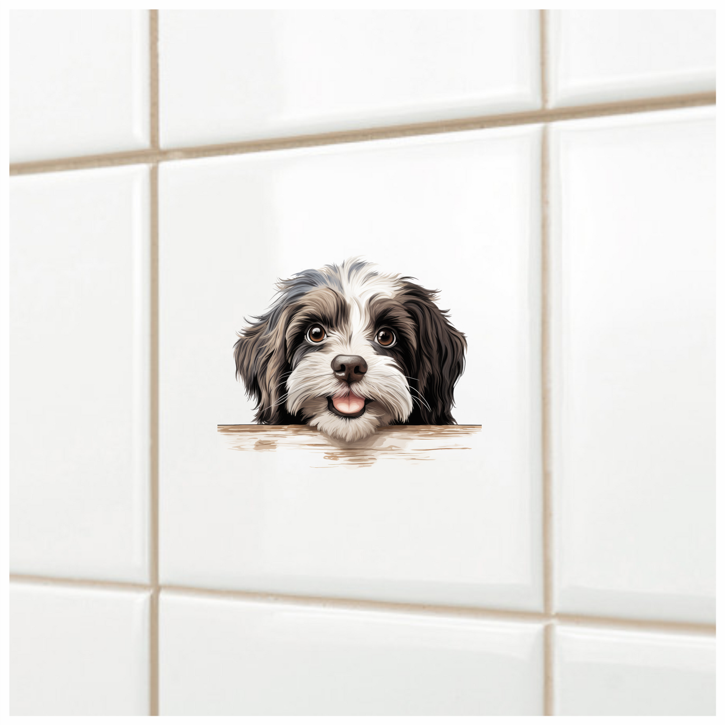 Black White Dog Shih Tzu Happy Vinyl Sticker Decal