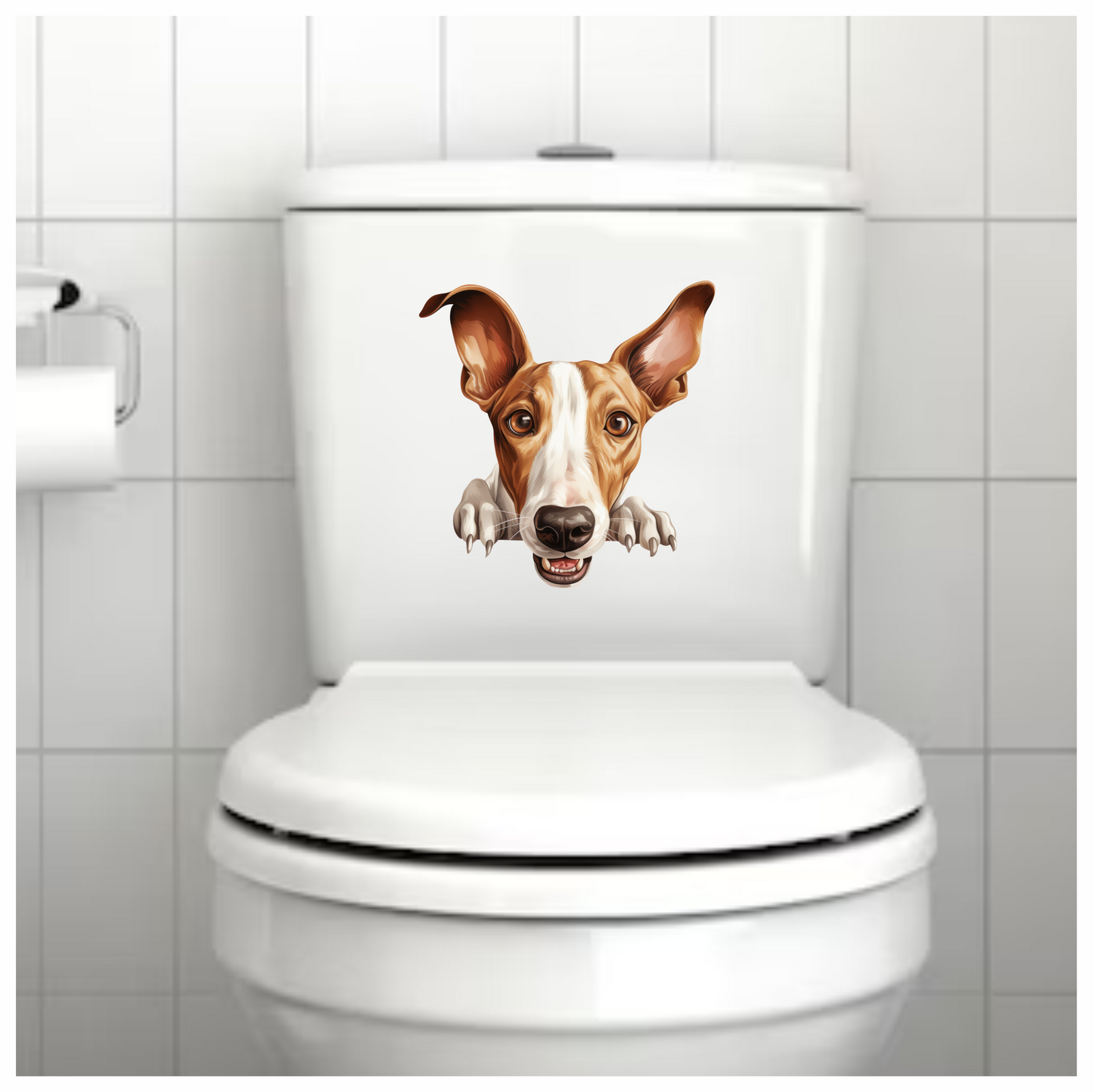 Brown White Dog Greyhound Face Vinyl Sticker Decal