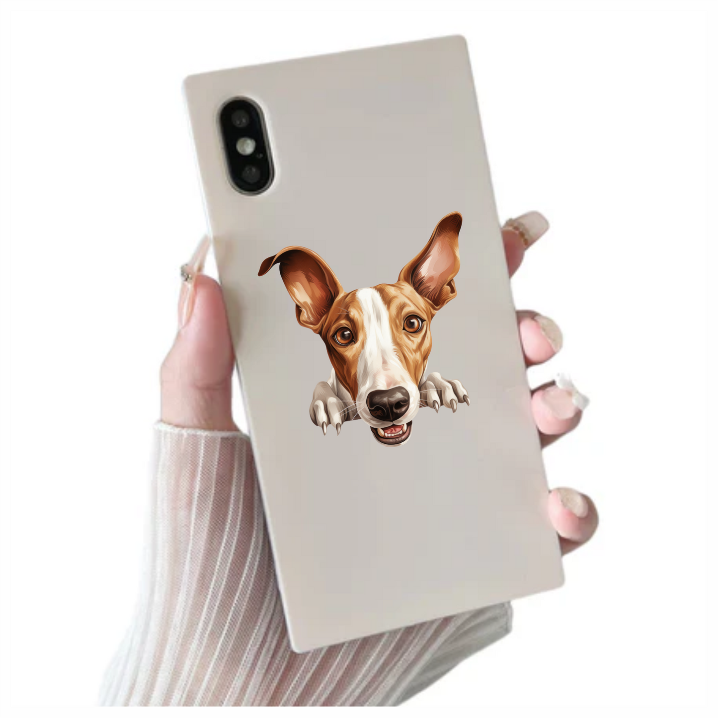 Brown White Dog Greyhound Face Vinyl Sticker Decal