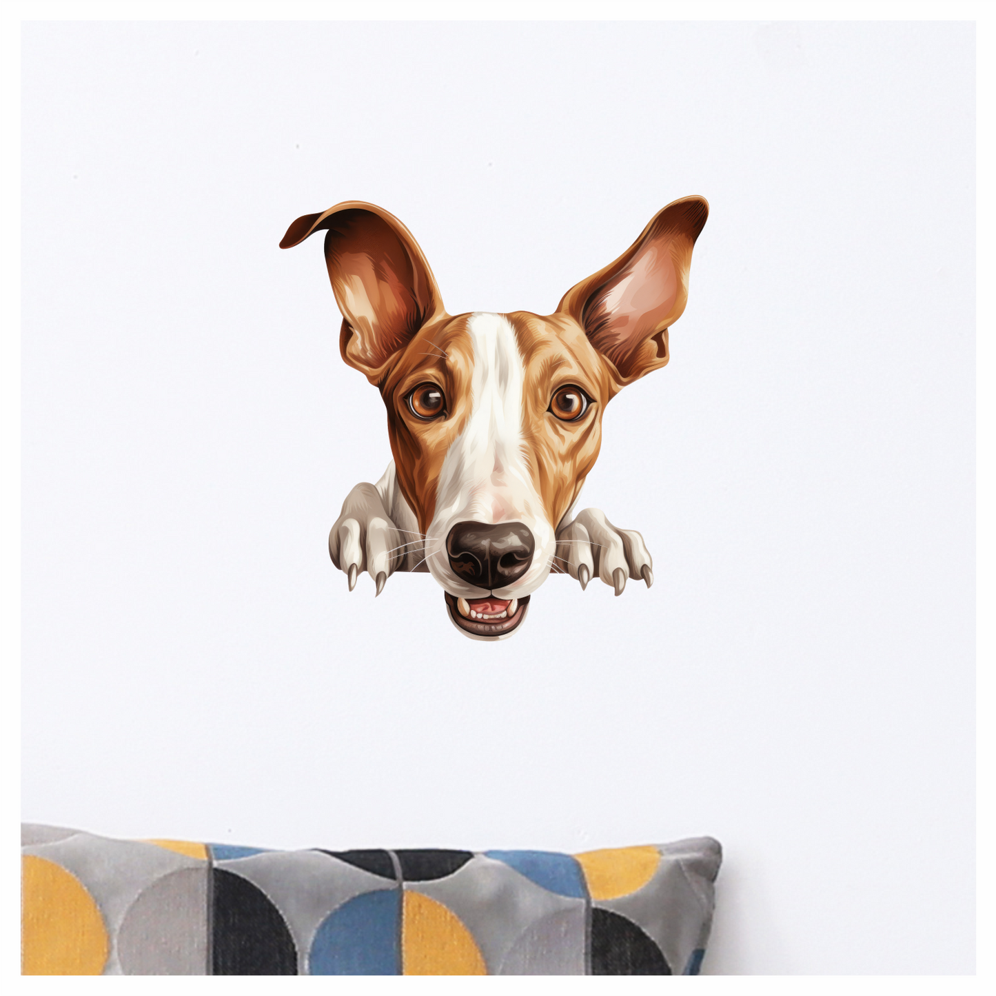 Brown White Dog Greyhound Face Vinyl Sticker Decal