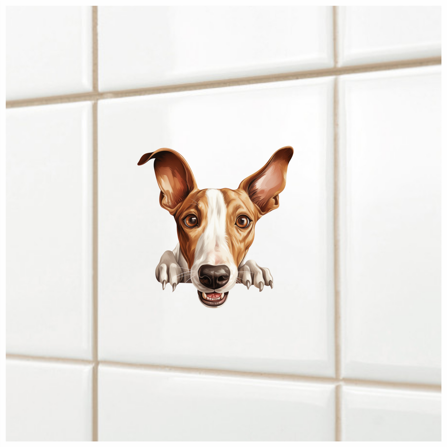 Brown White Dog Greyhound Face Vinyl Sticker Decal