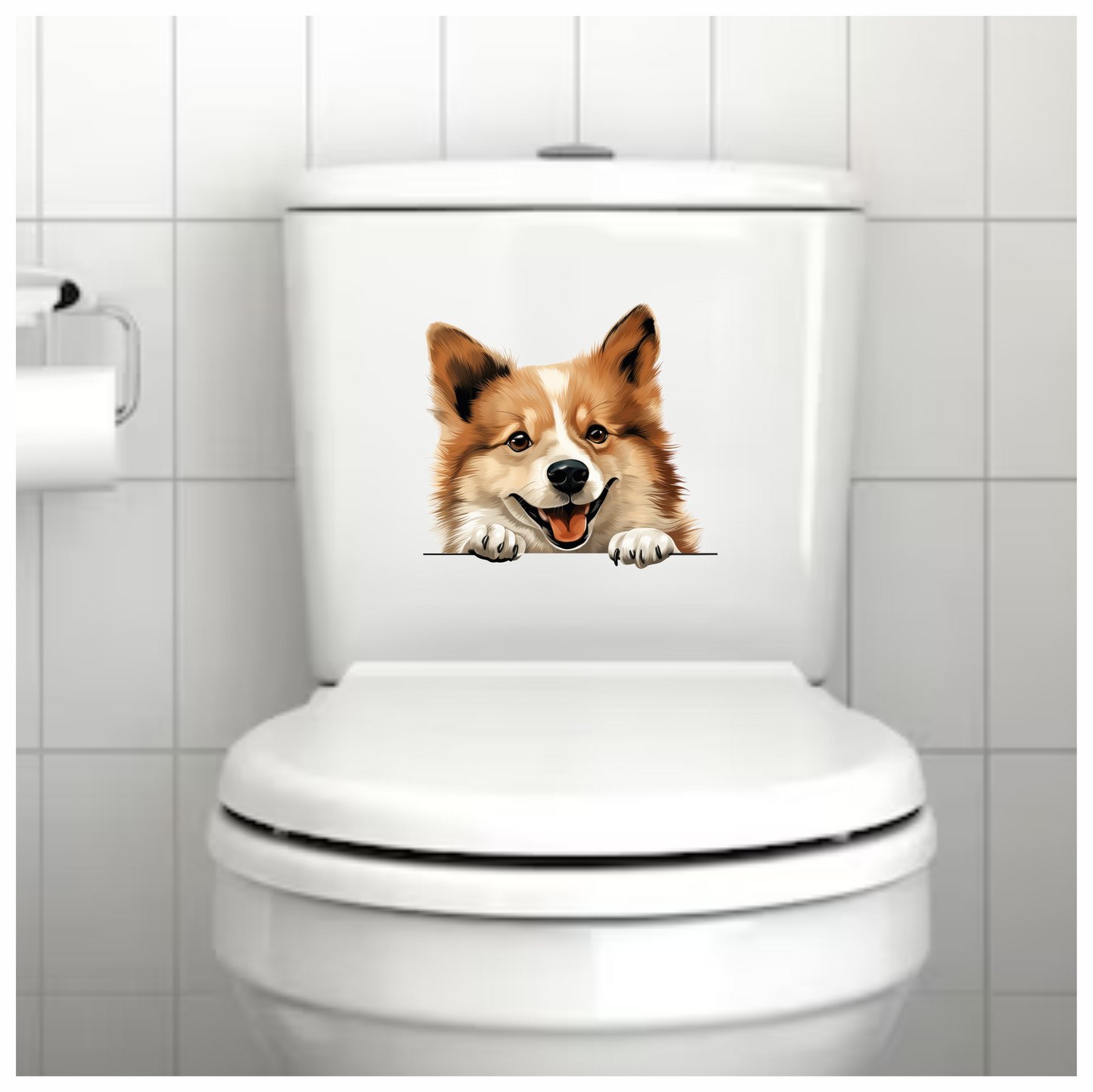 Brown Dog Corgi Happy Face Vinyl Sticker Decal