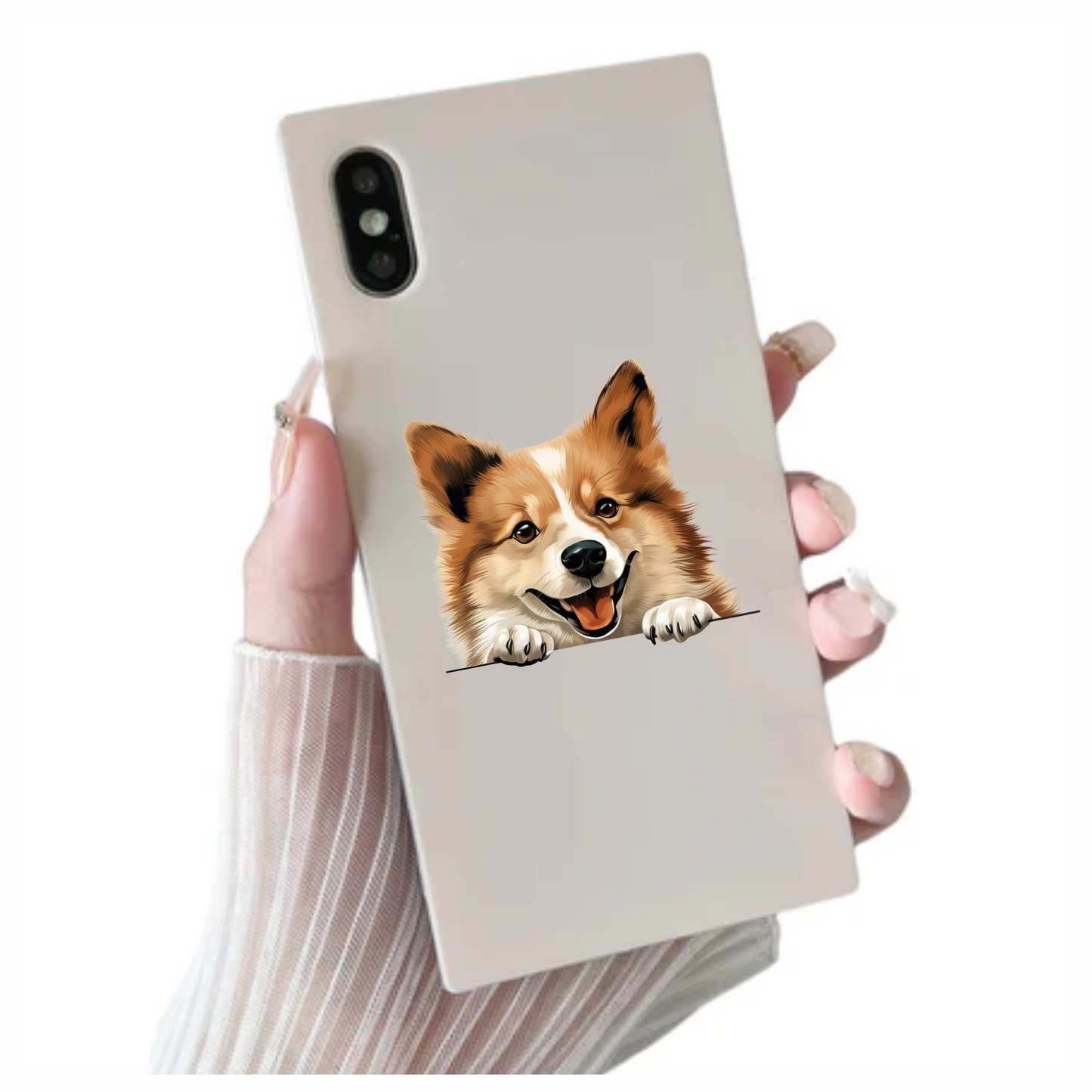 Brown Dog Corgi Happy Face Vinyl Sticker Decal