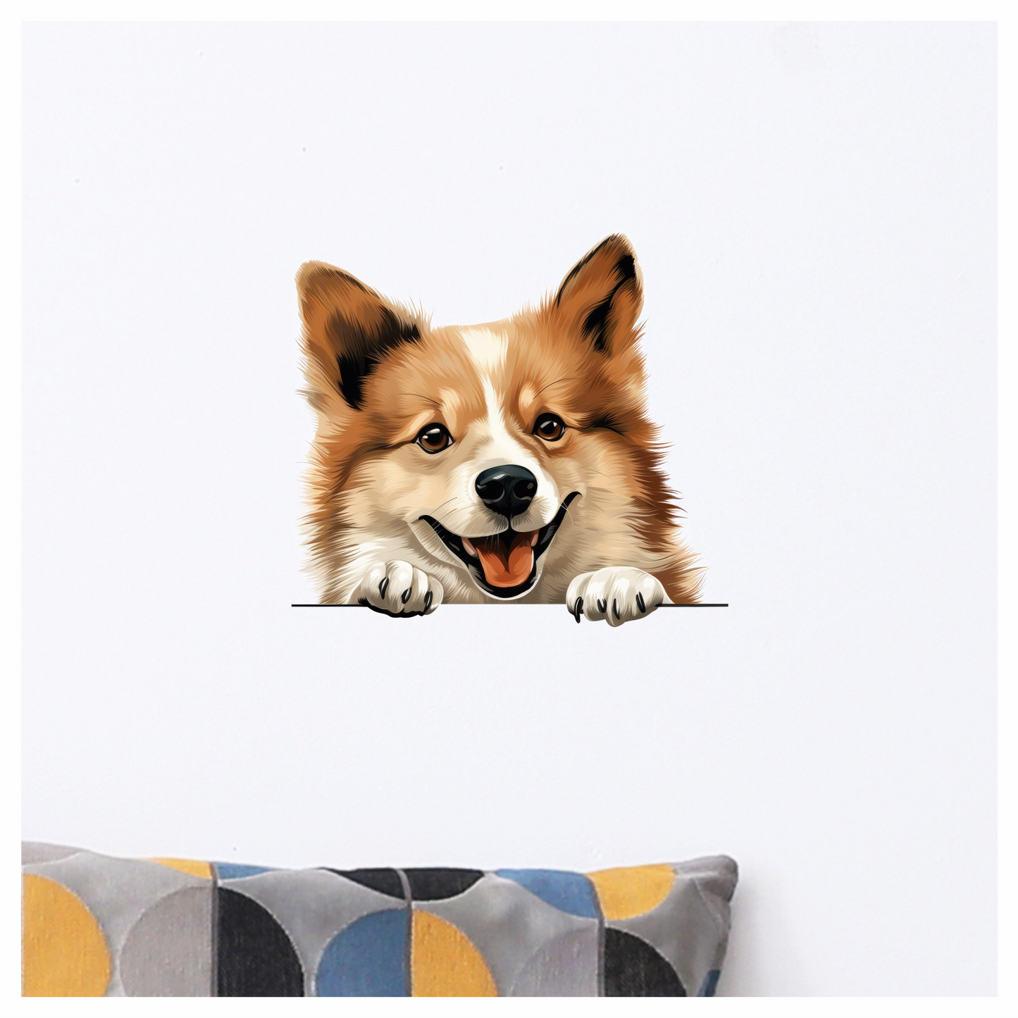 Brown Dog Corgi Happy Face Vinyl Sticker Decal