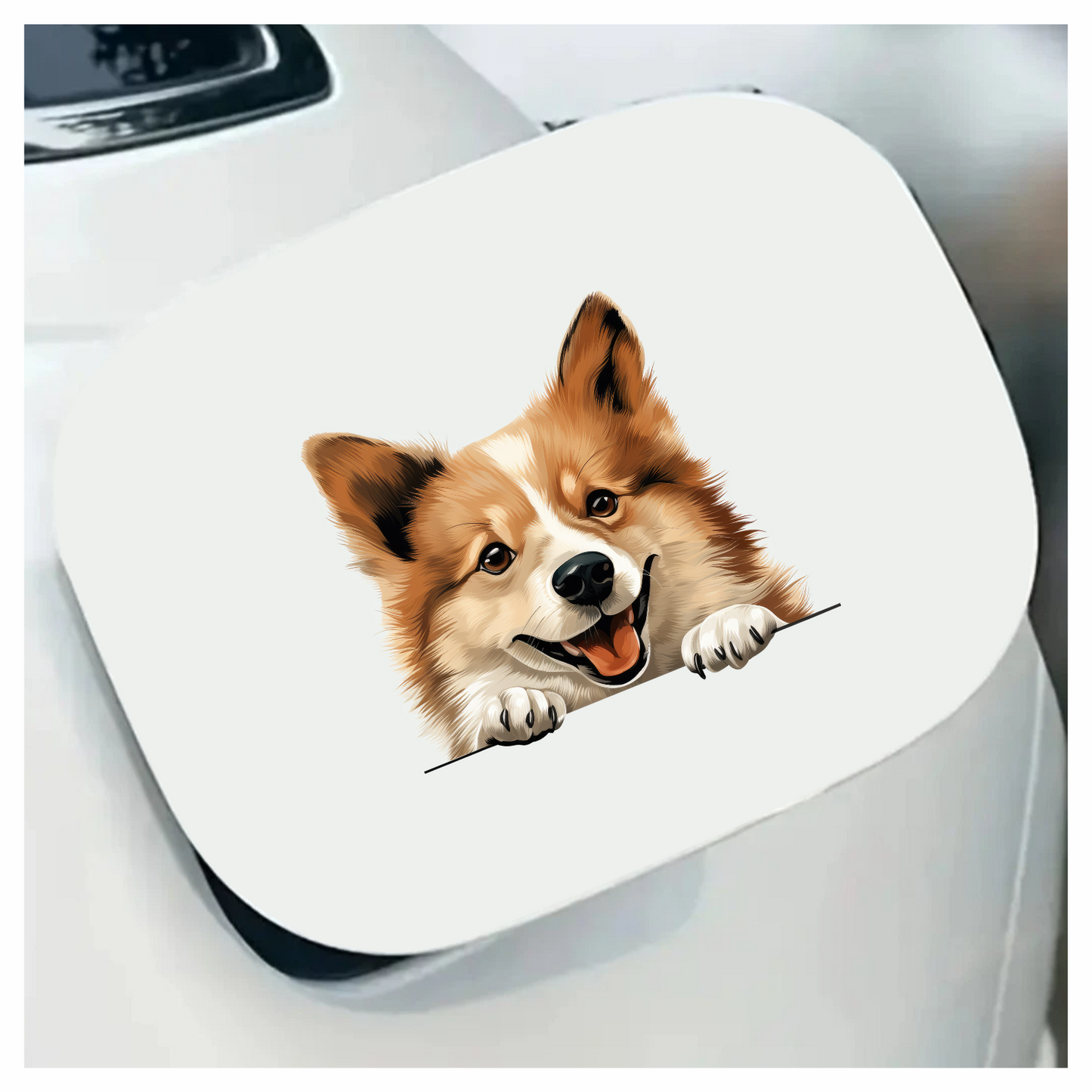 Brown Dog Corgi Happy Face Vinyl Sticker Decal