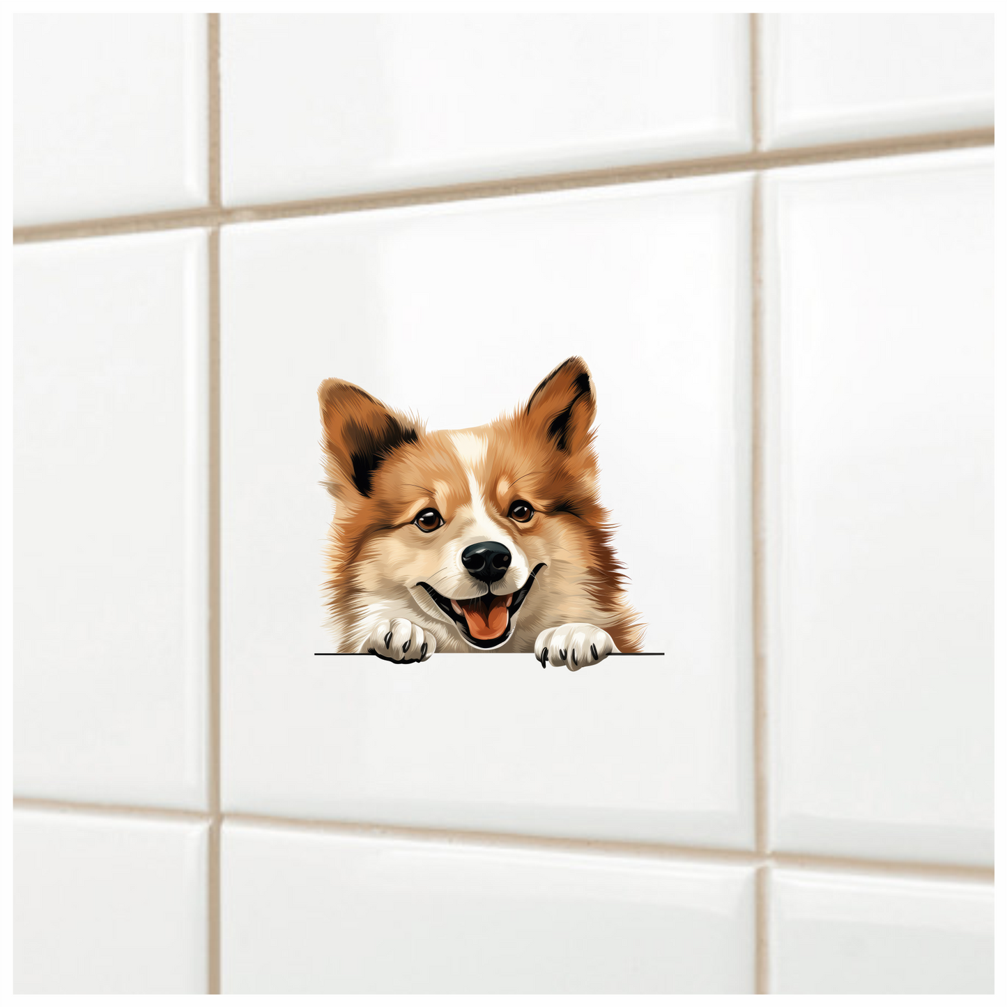 Brown Dog Corgi Happy Face Vinyl Sticker Decal