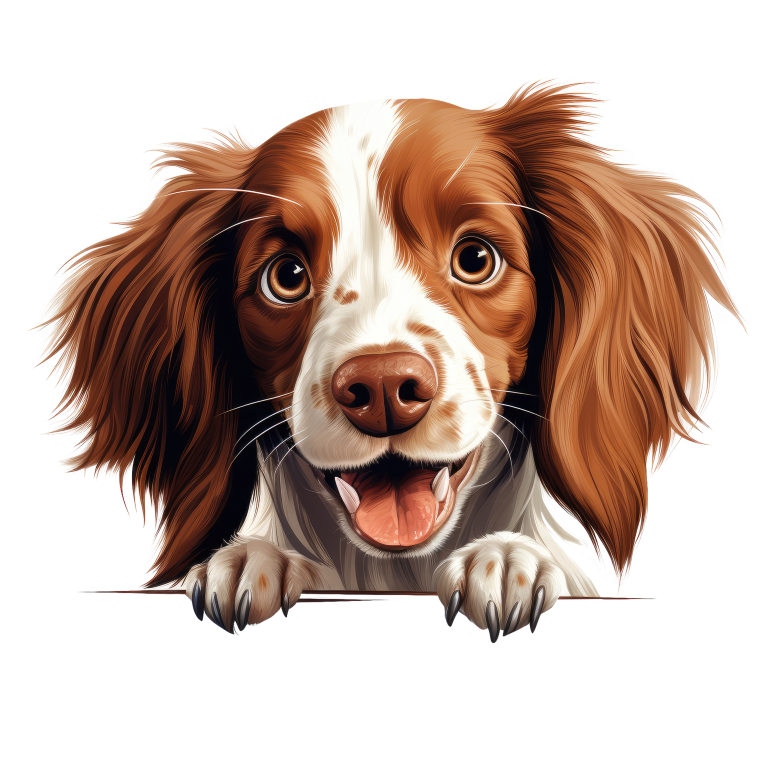 Brown White Dog Spaniel Happy Face Vinyl Sticker Decal