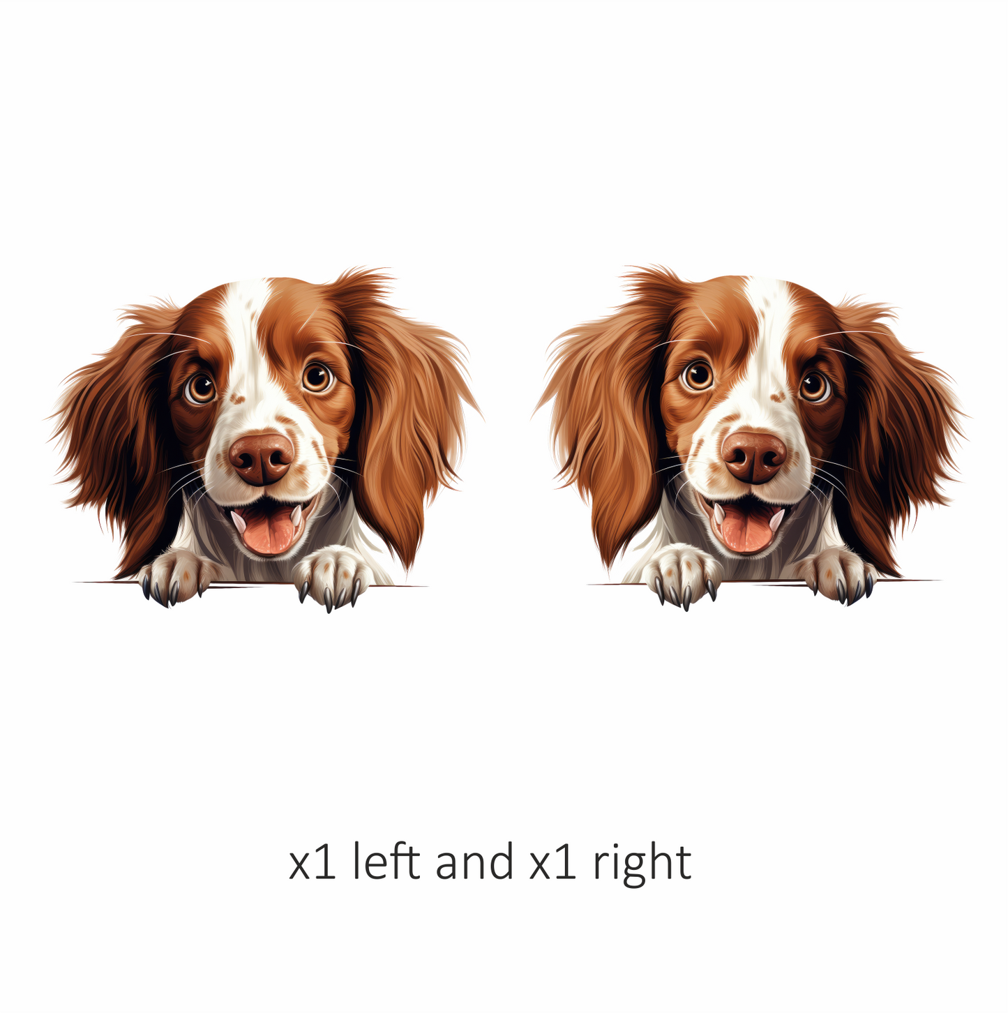 Brown White Dog Spaniel Happy Face Vinyl Sticker Decal