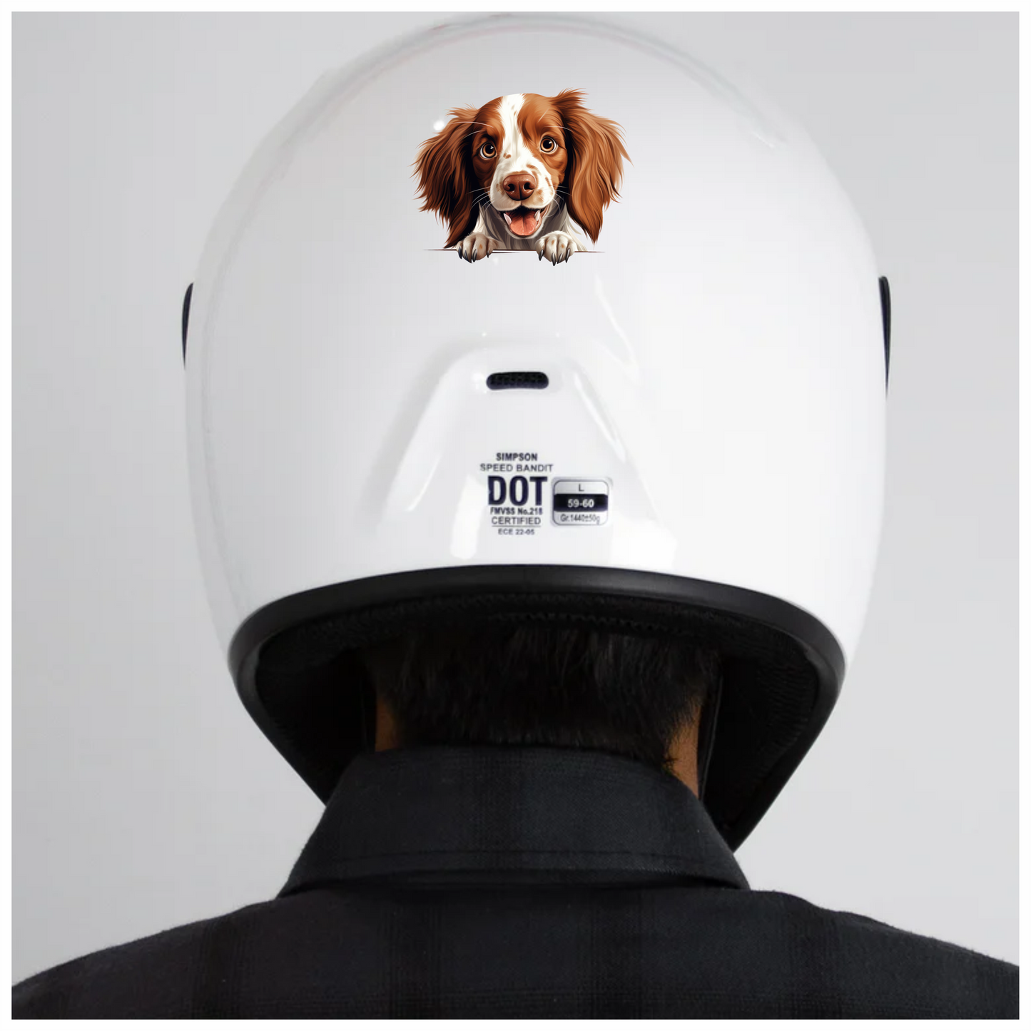 Brown White Dog Spaniel Happy Face Vinyl Sticker Decal