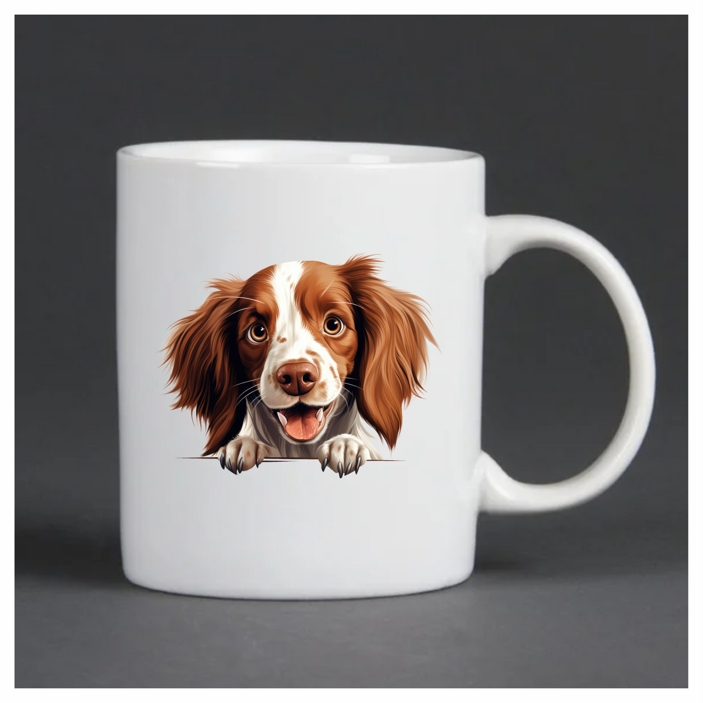 Brown White Dog Spaniel Happy Face Vinyl Sticker Decal