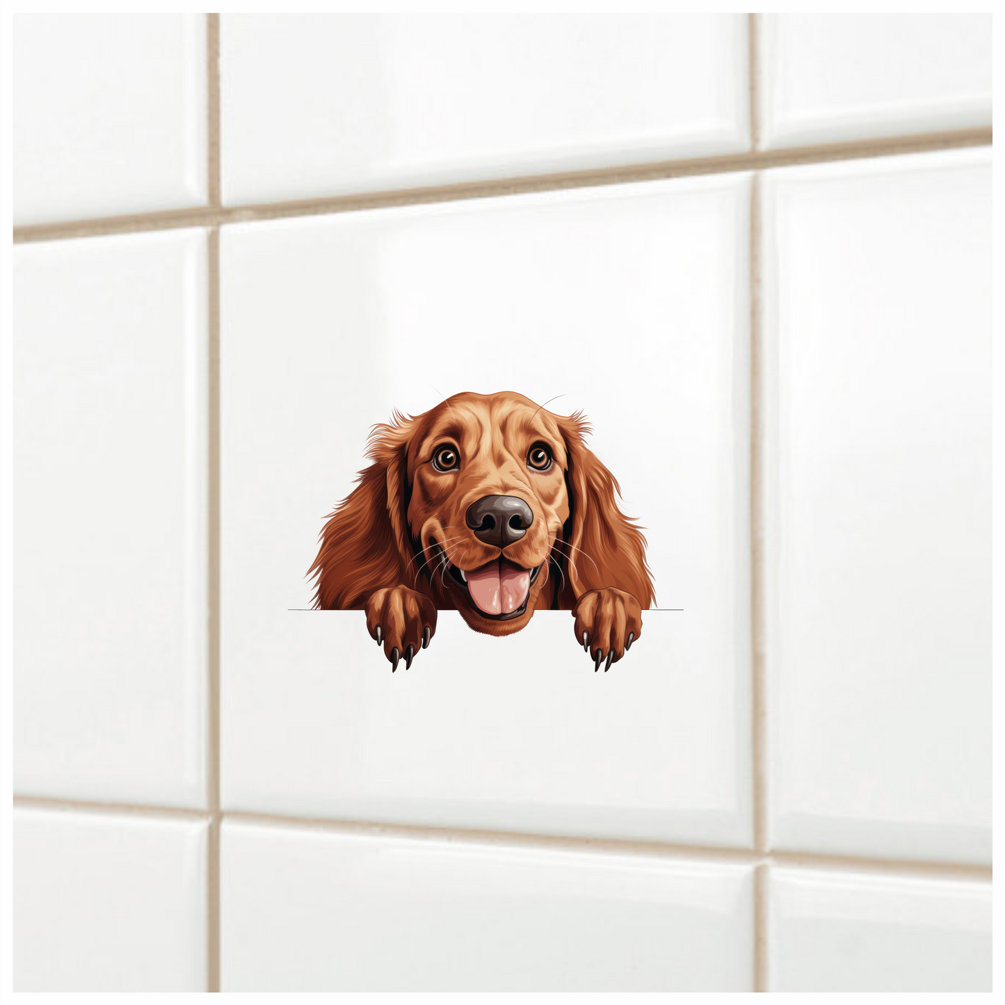 Brown Dog Cocker Spaniel Happy Face Vinyl Sticker Decal