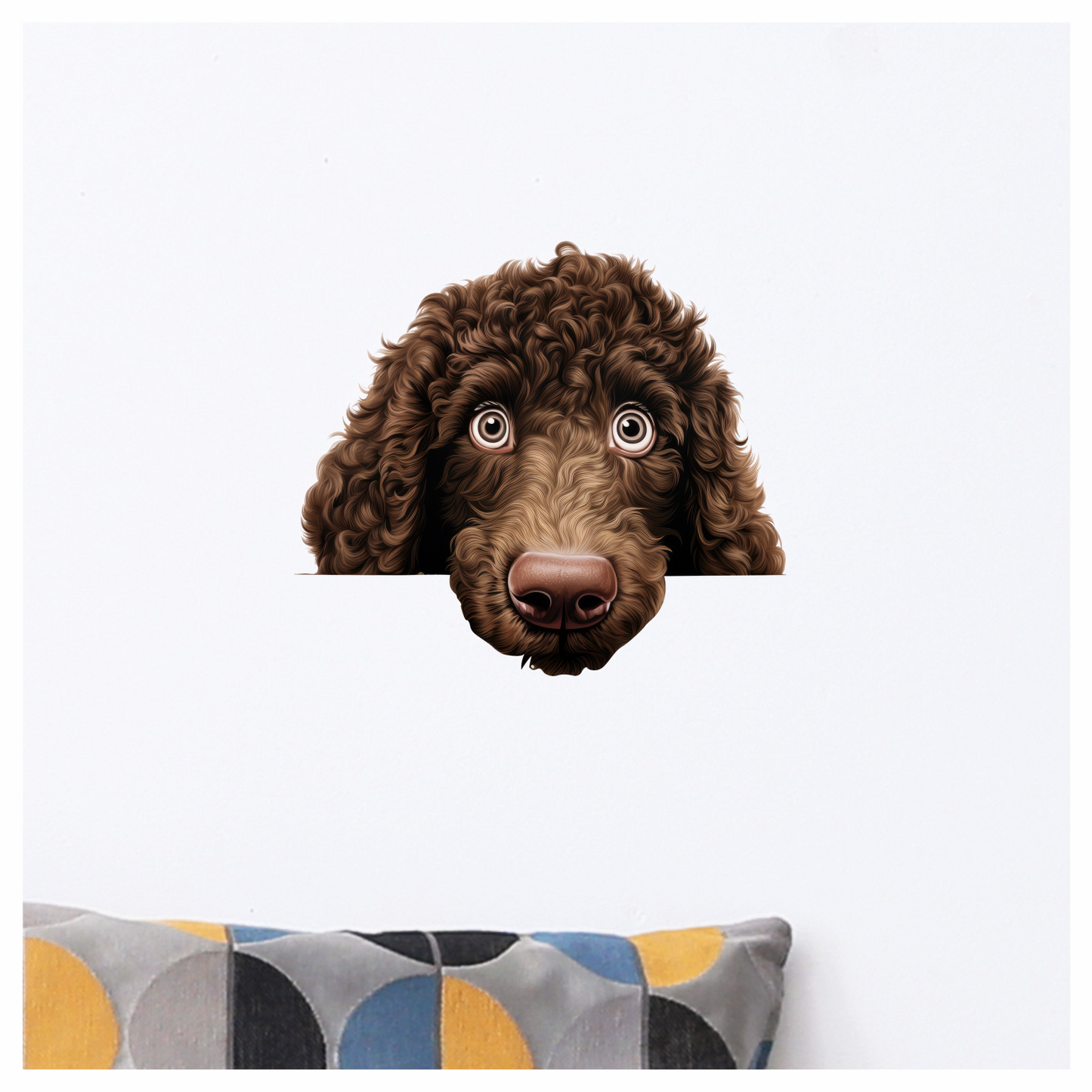 Brown Dog Poodle Head Close Vinyl Sticker Decal