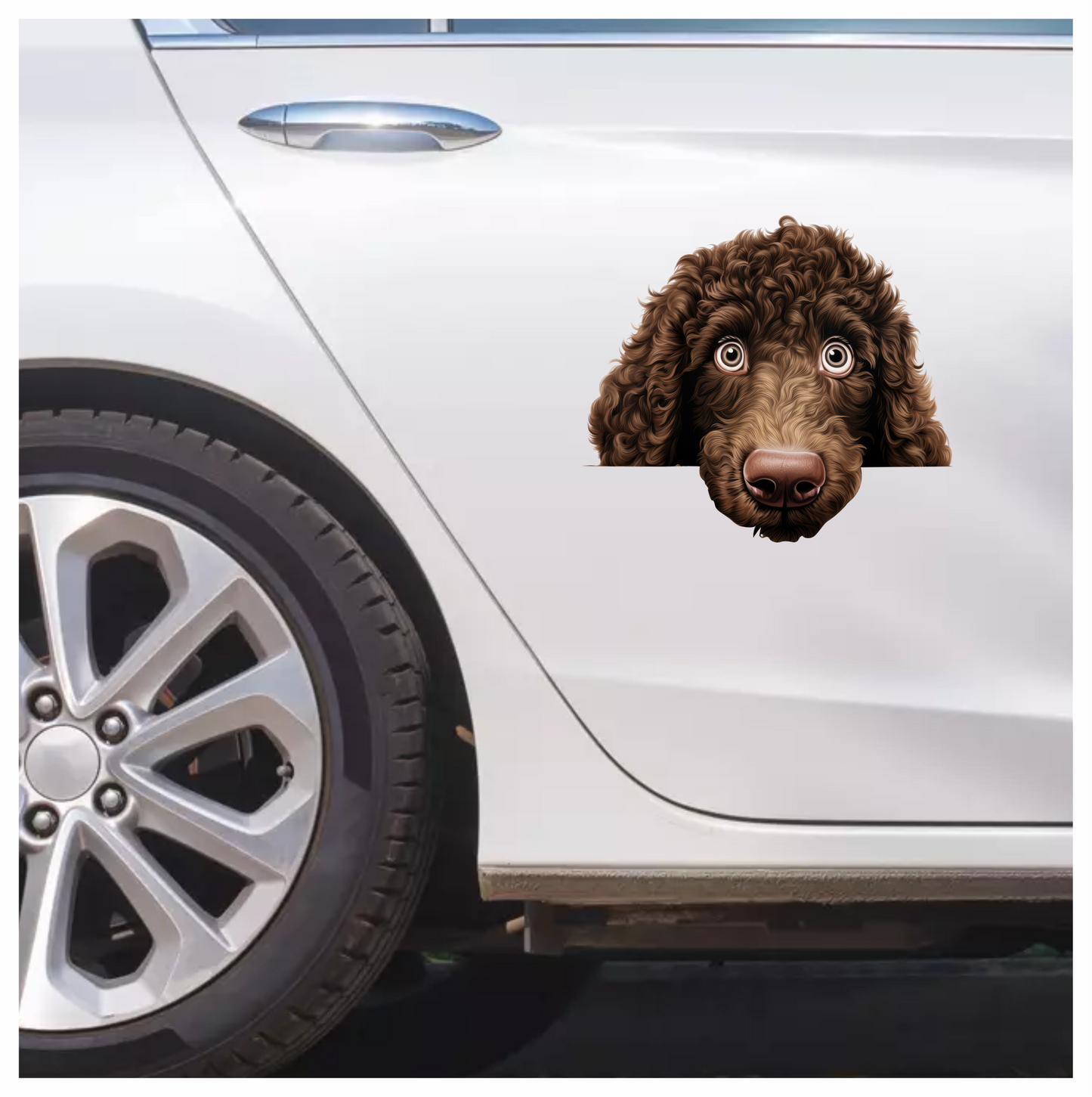 Brown Dog Poodle Head Close Vinyl Sticker Decal