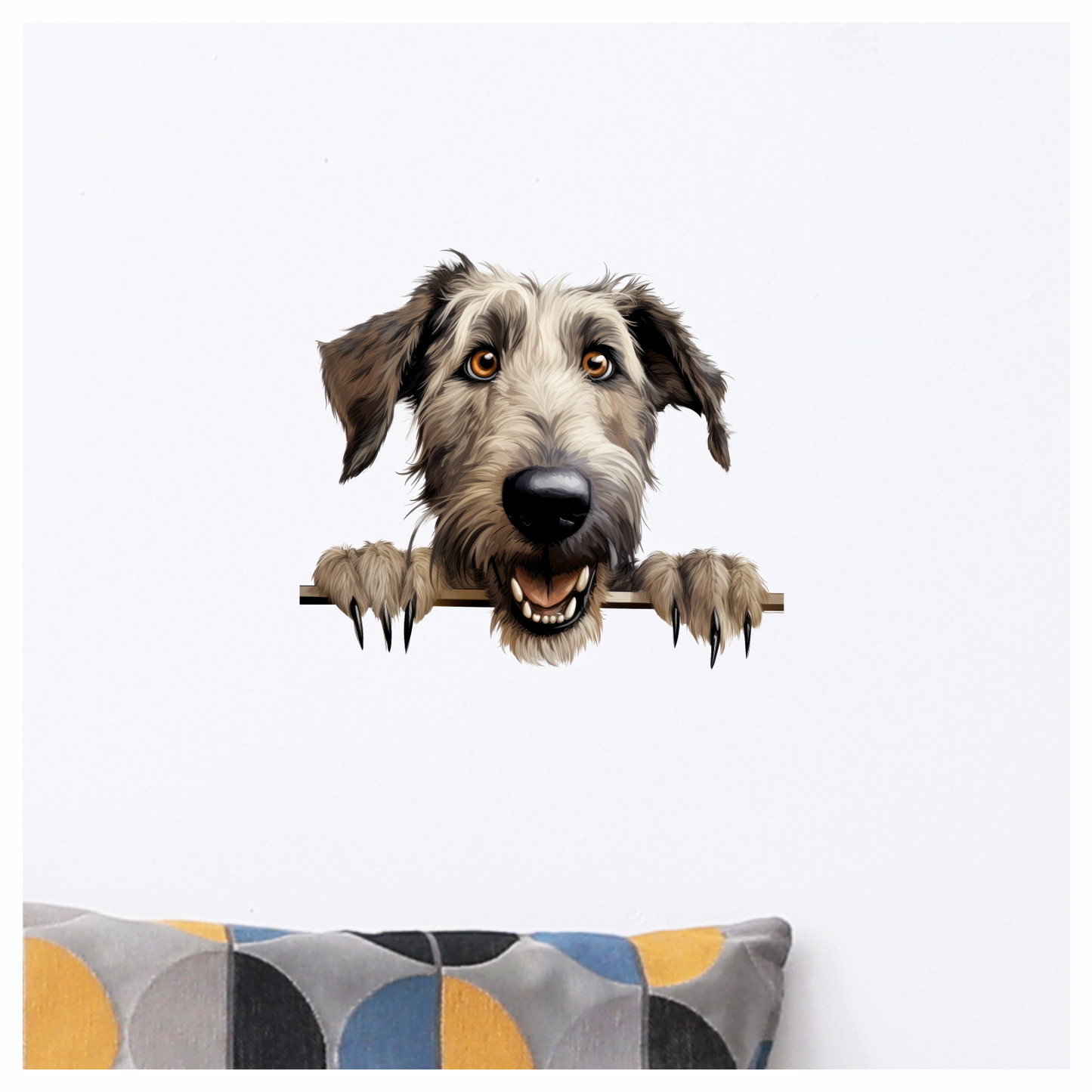 Brown Dog Irish Wolfhound Smiling Vinyl Sticker Decal