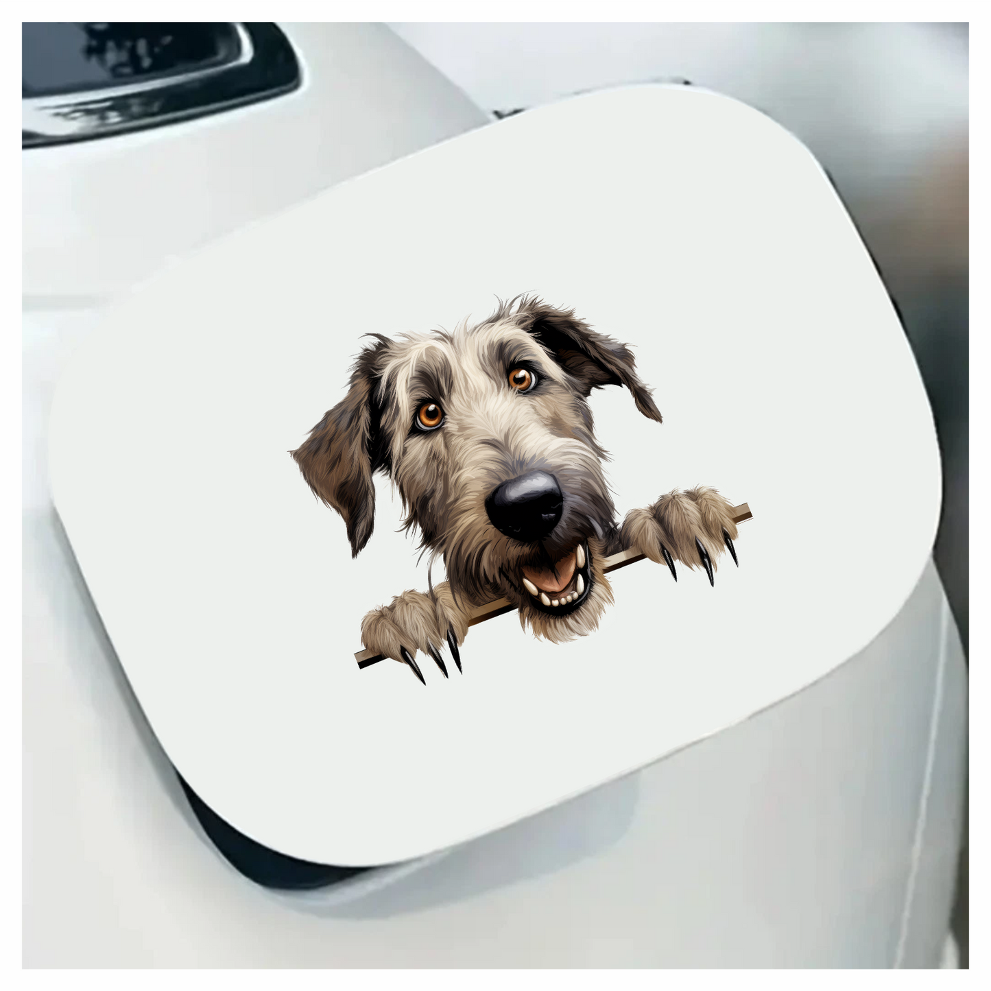 Brown Dog Irish Wolfhound Smiling Vinyl Sticker Decal