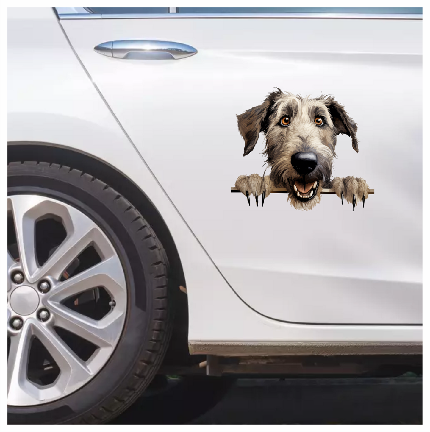Brown Dog Irish Wolfhound Smiling Vinyl Sticker Decal