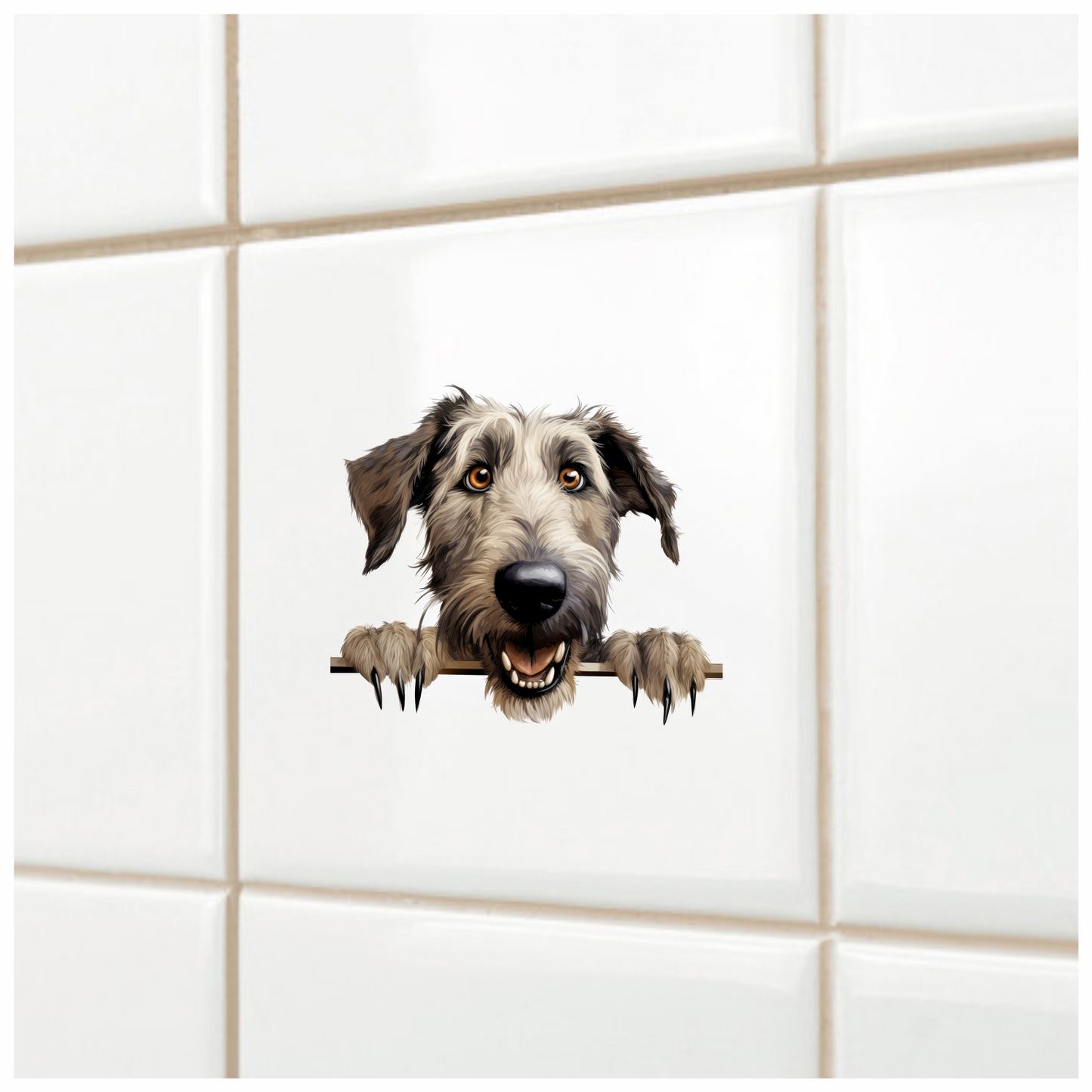 Brown Dog Irish Wolfhound Smiling Vinyl Sticker Decal