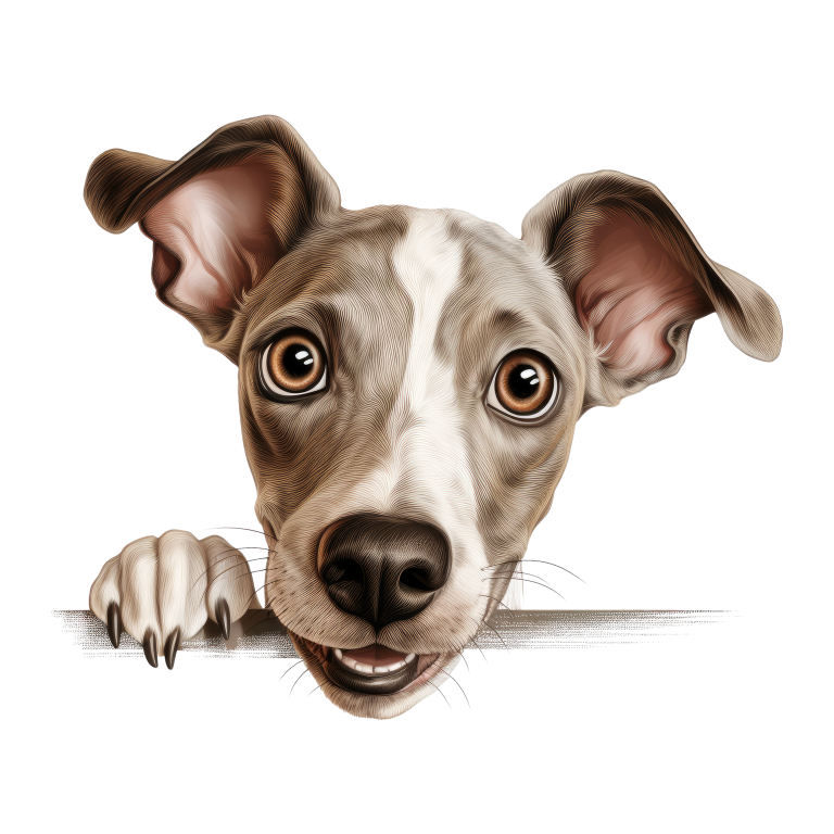 Brown Dog Whippet Cartoon Cute Vinyl Sticker Decal