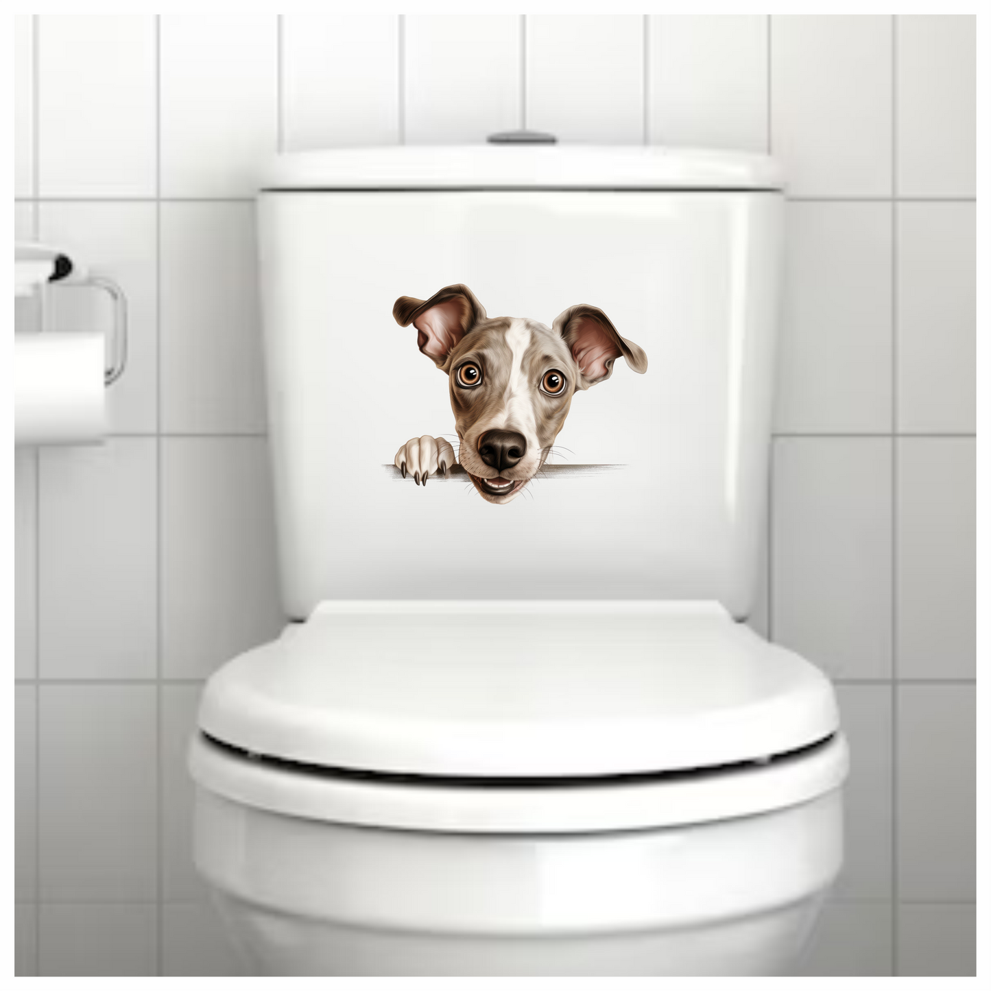 Brown Dog Whippet Cartoon Cute Vinyl Sticker Decal