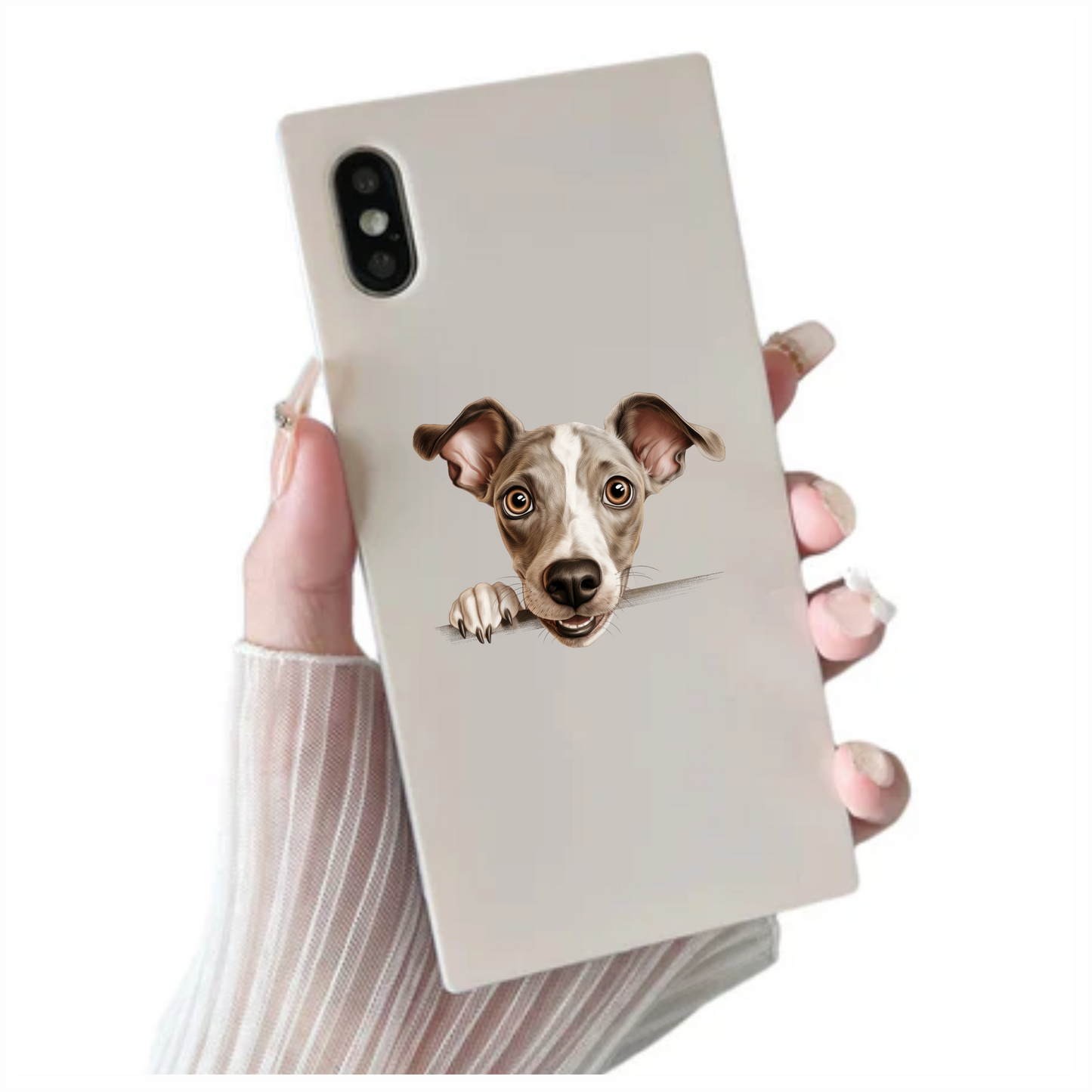 Brown Dog Whippet Cartoon Cute Vinyl Sticker Decal