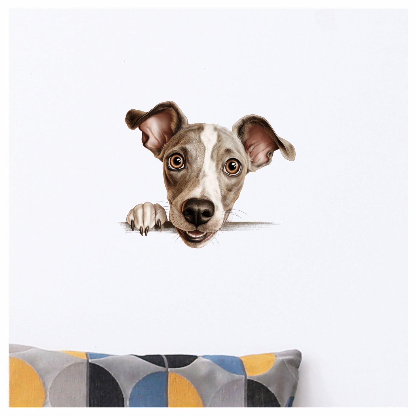 Brown Dog Whippet Cartoon Cute Vinyl Sticker Decal