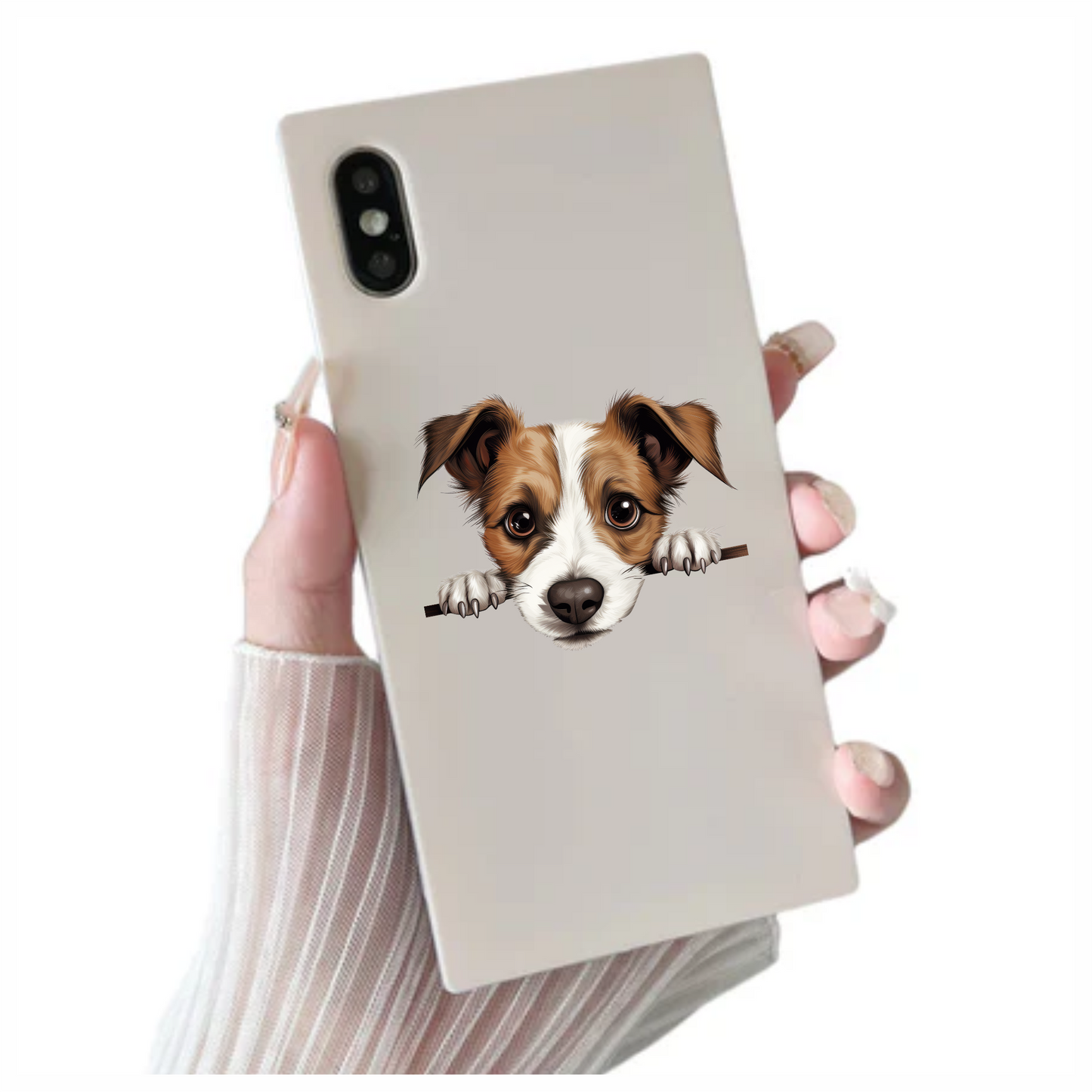 Brown White Dog Terrier Face Vinyl Sticker Decal