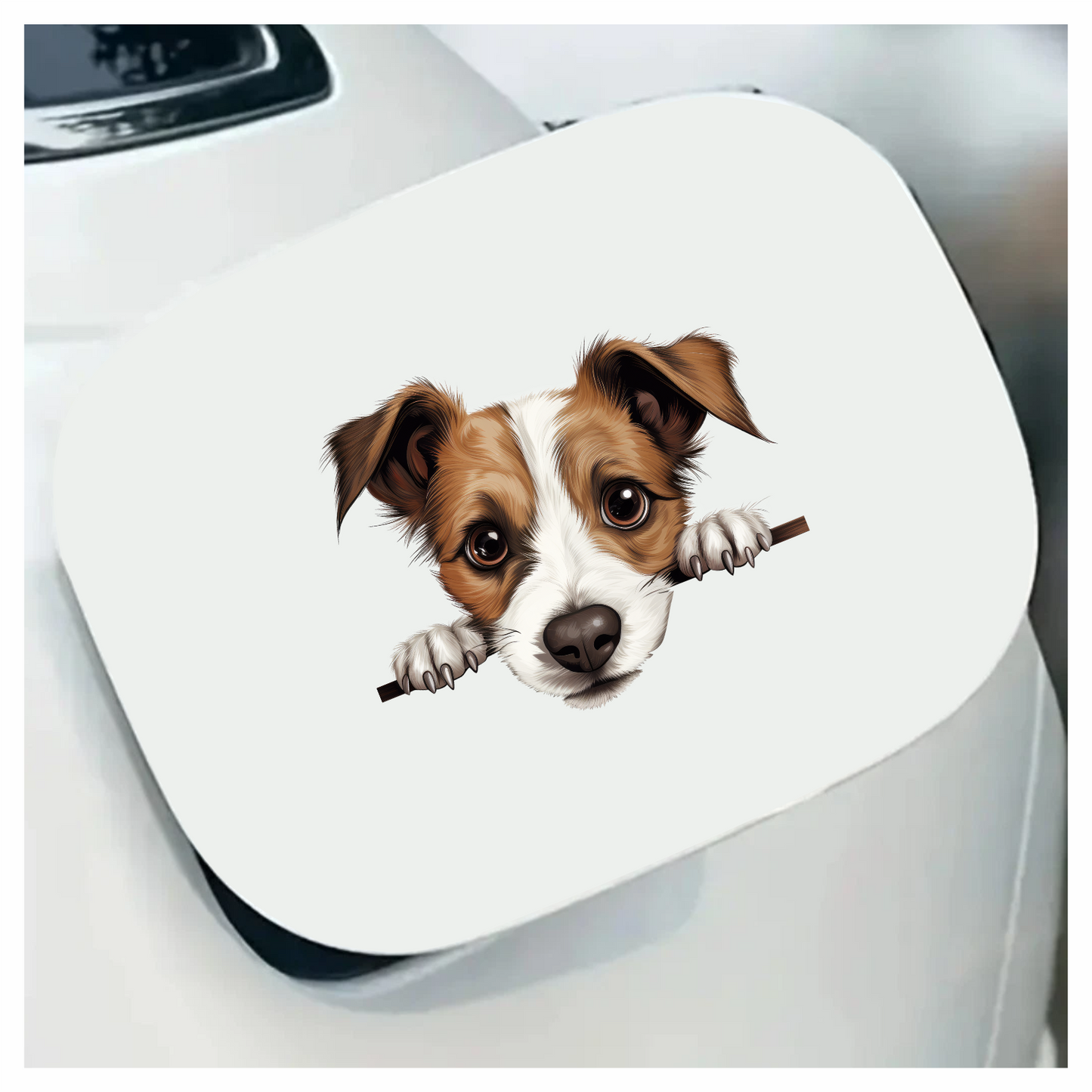 Brown White Dog Terrier Face Vinyl Sticker Decal