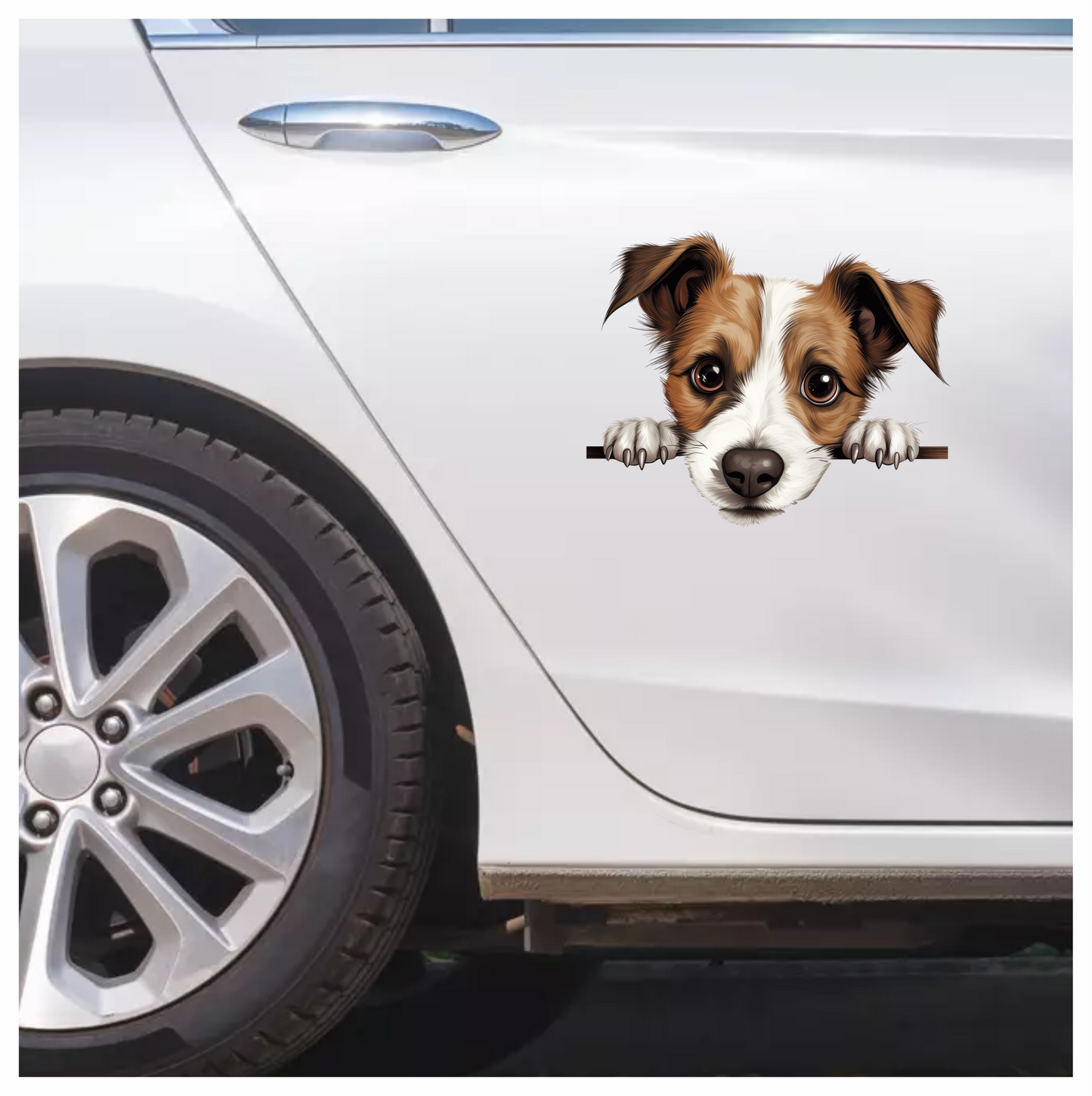 Brown White Dog Terrier Face Vinyl Sticker Decal