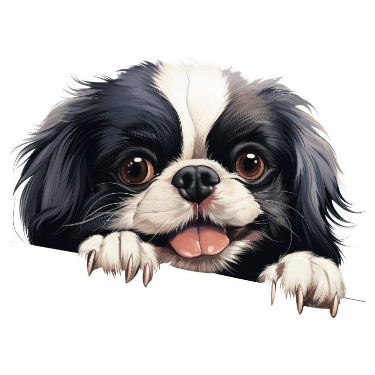 Black White Dog Spaniel Happy Face Vinyl Sticker Decal