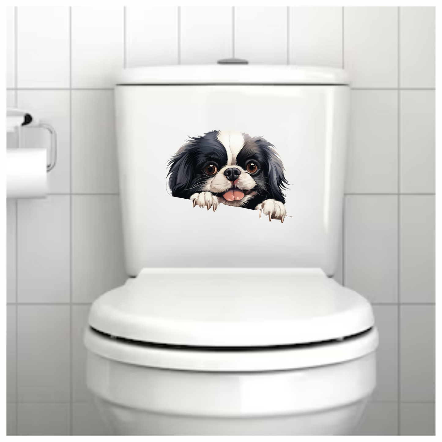 Black White Dog Spaniel Happy Face Vinyl Sticker Decal