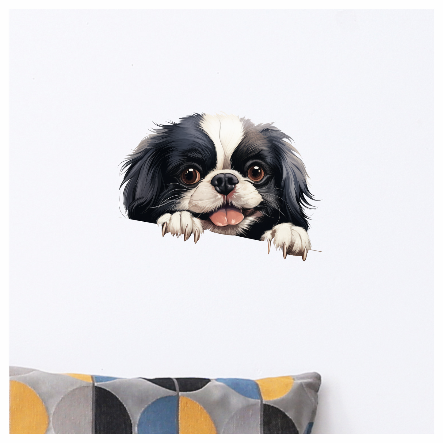 Black White Dog Spaniel Happy Face Vinyl Sticker Decal