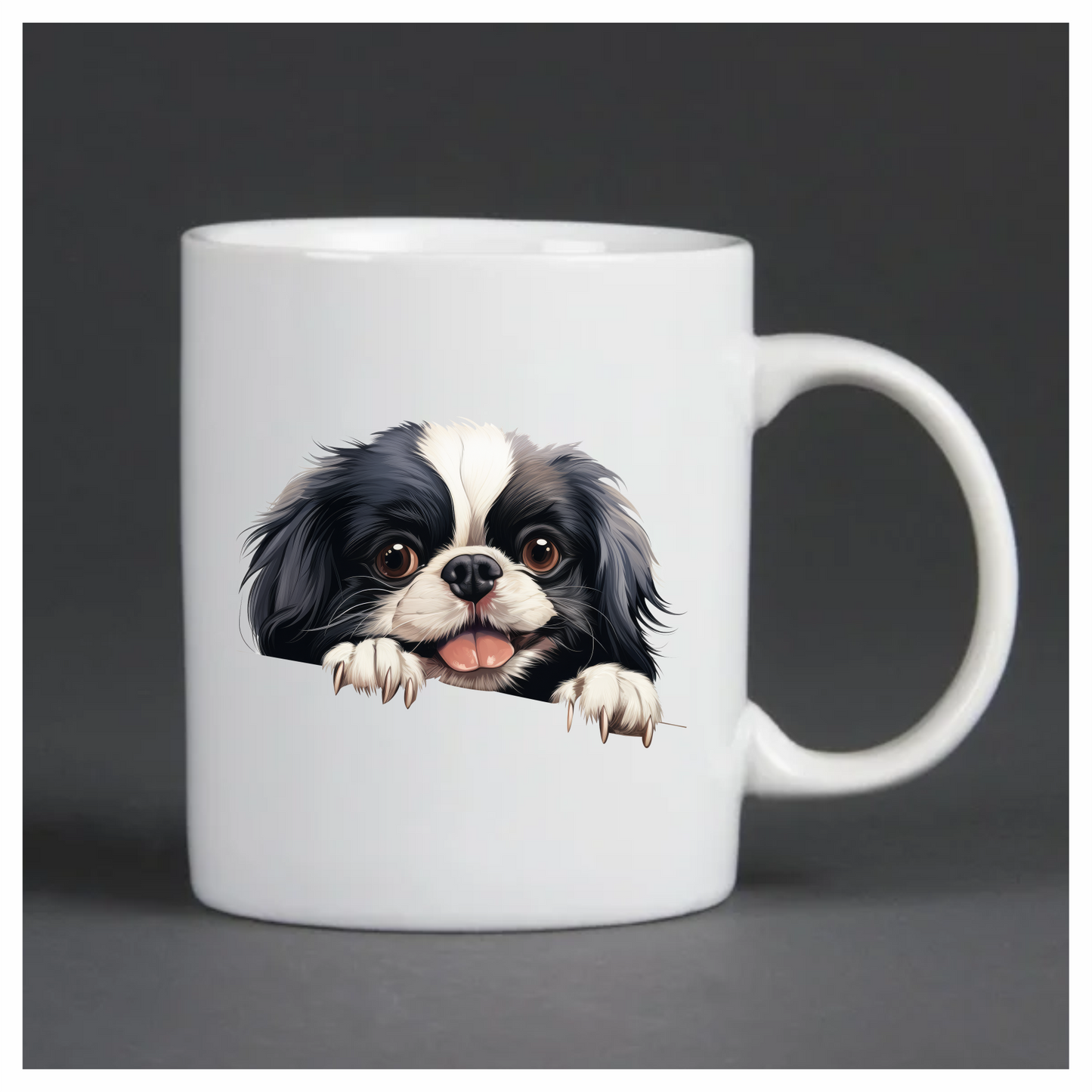 Black White Dog Spaniel Happy Face Vinyl Sticker Decal