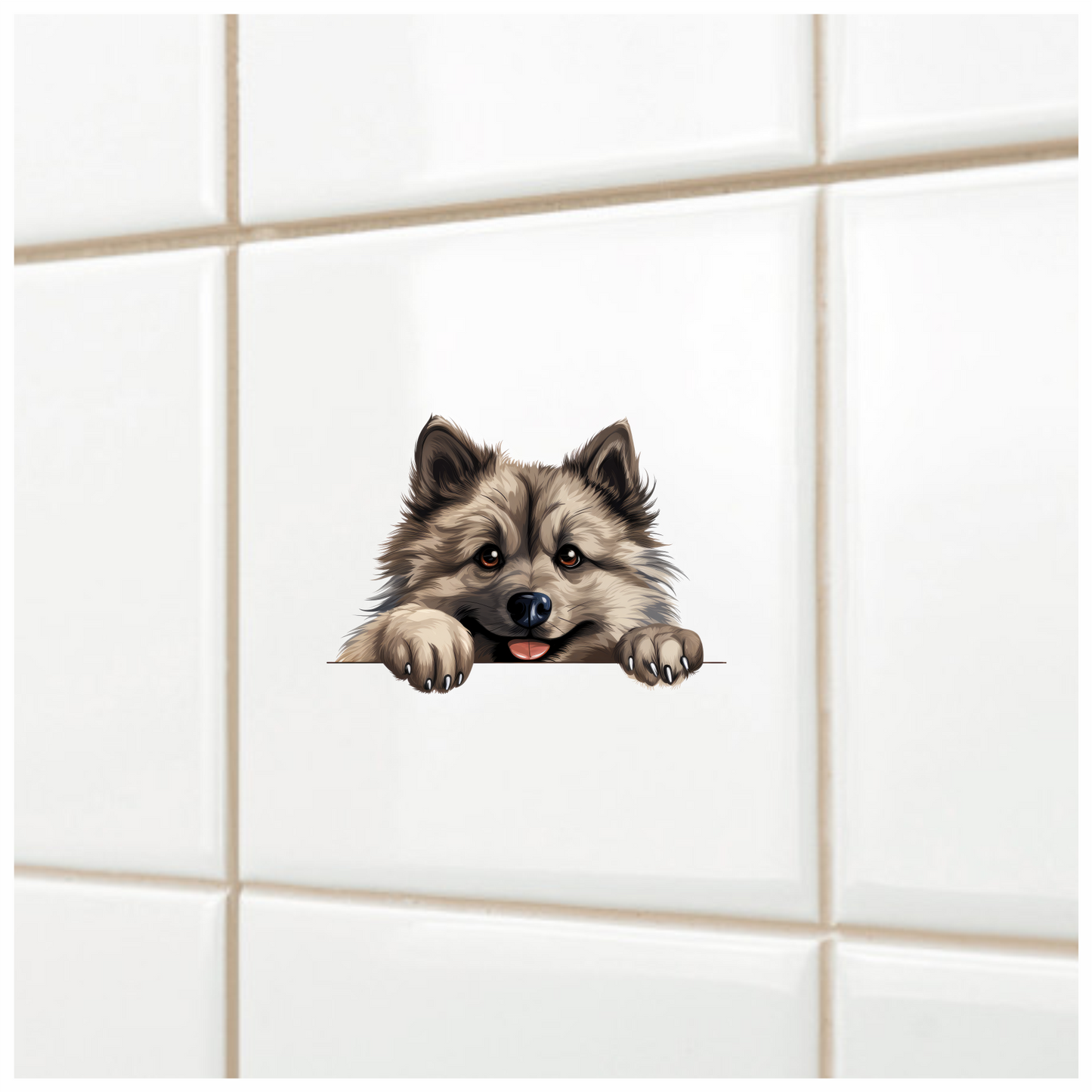 Brown Dog Fluffy Cute Keeshond Vinyl Sticker Decal