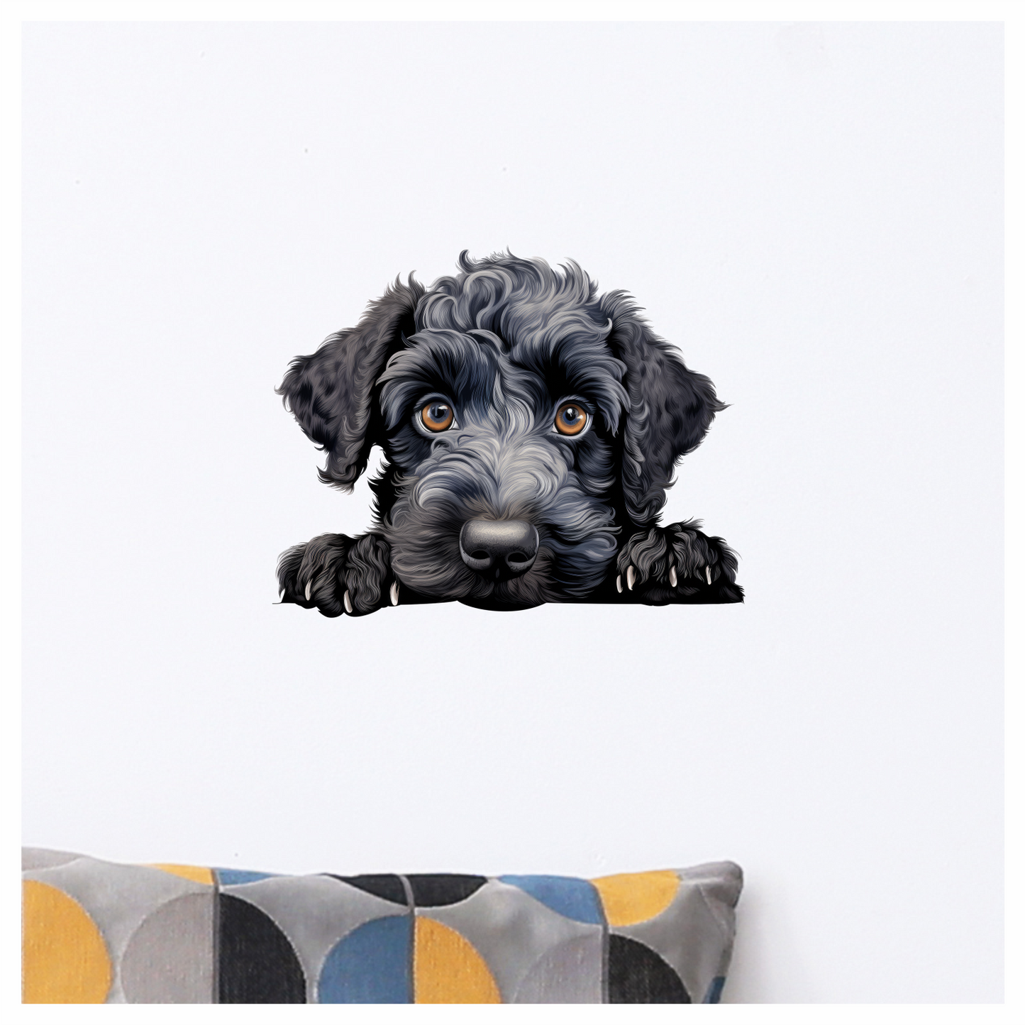 Black Dog Puppy Poodle Cute Vinyl Sticker Decal