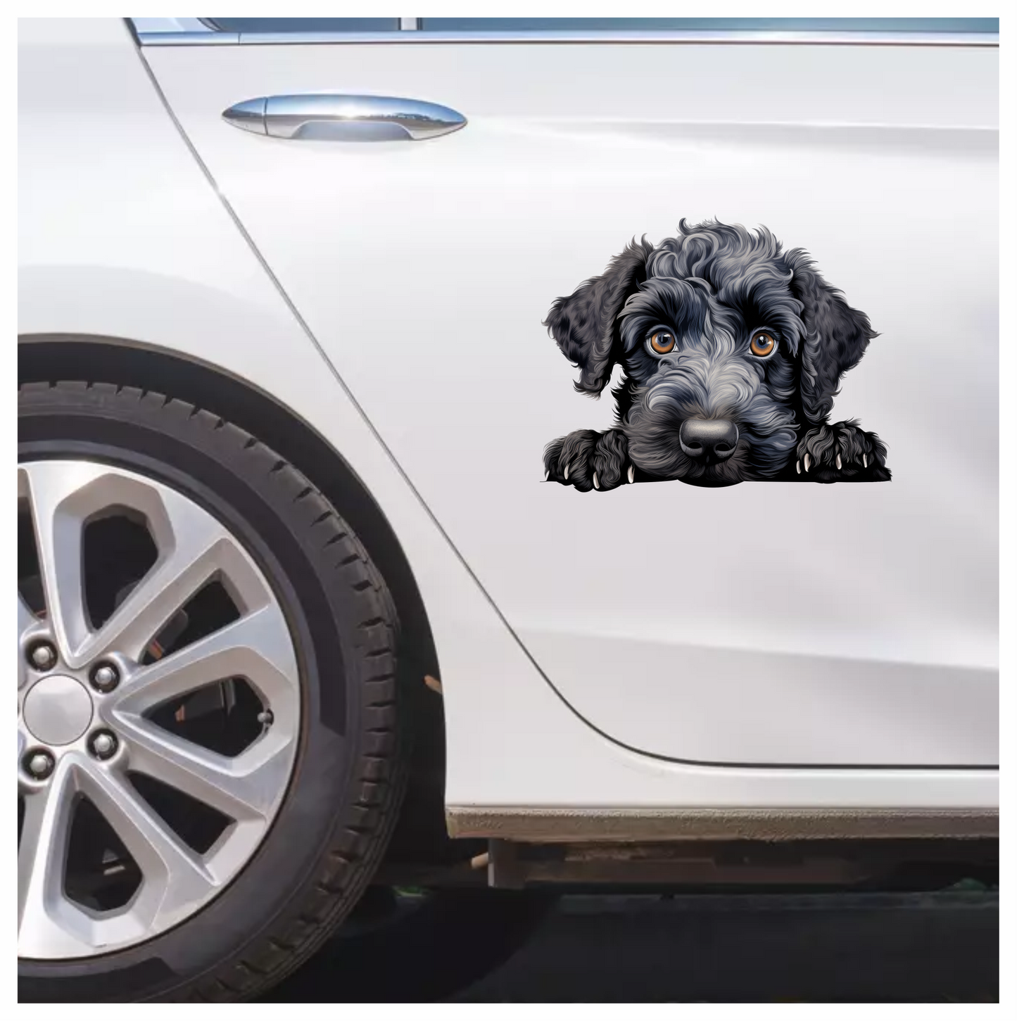 Black Dog Puppy Poodle Cute Vinyl Sticker Decal