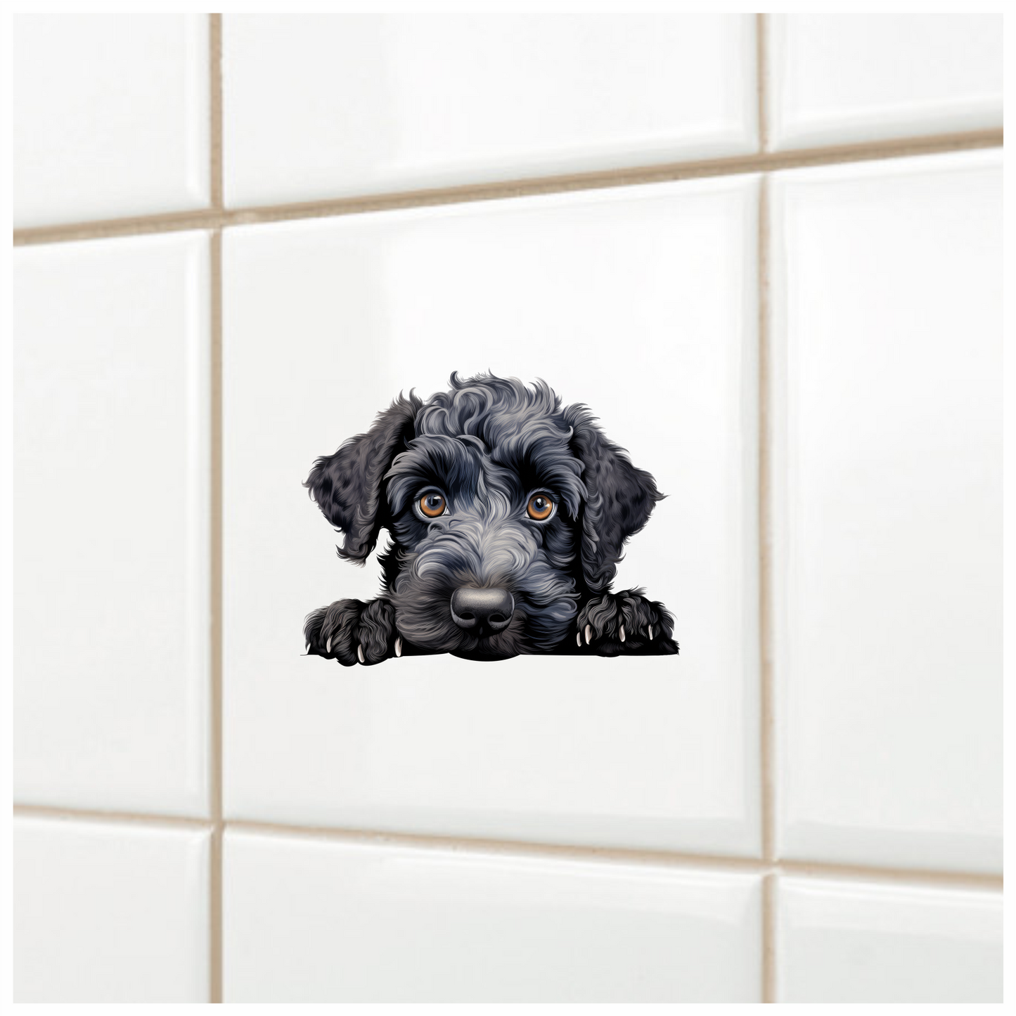 Black Dog Puppy Poodle Cute Vinyl Sticker Decal