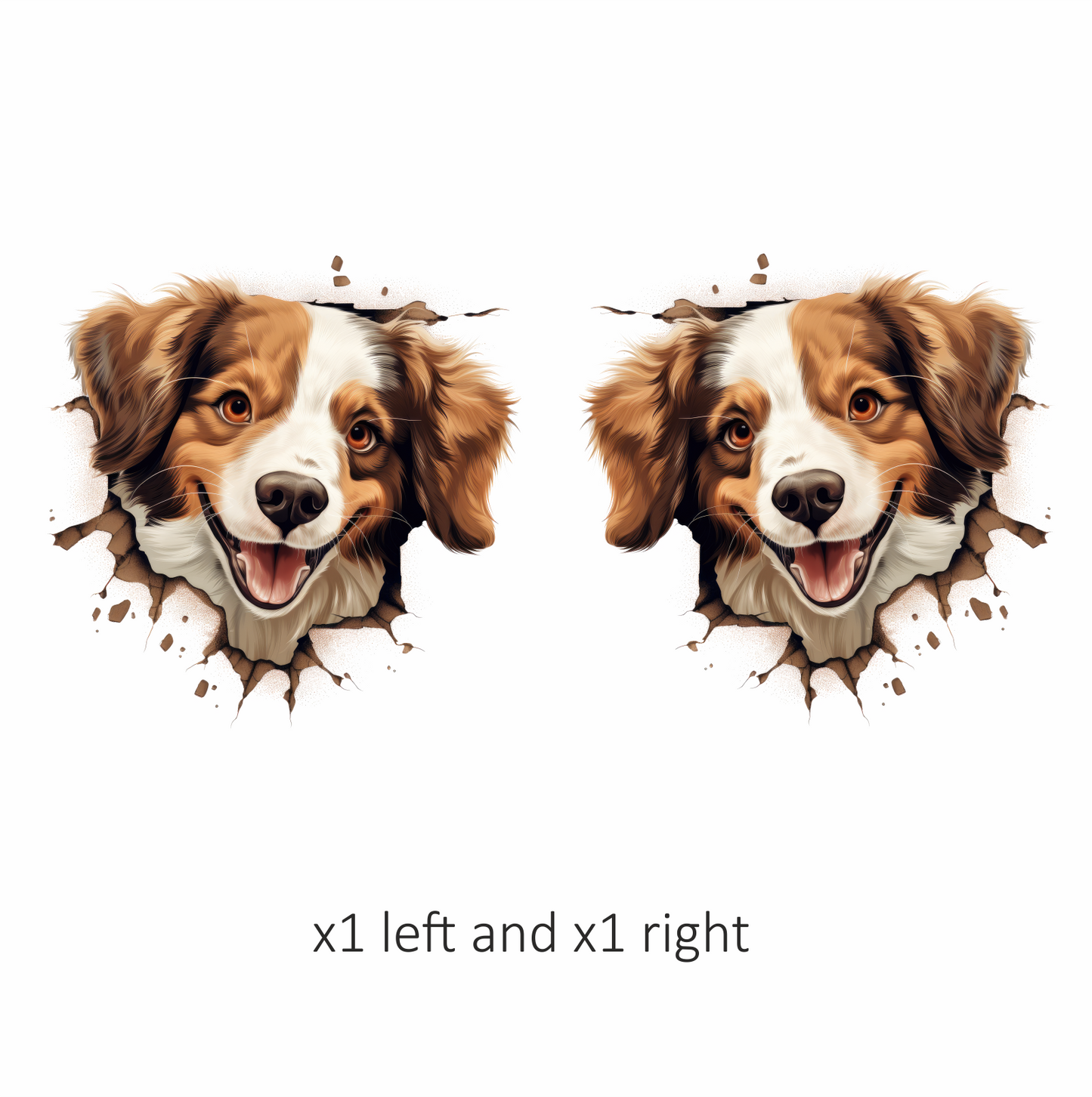 Brown White Dog Spaniel Smiling Vinyl Sticker Decal