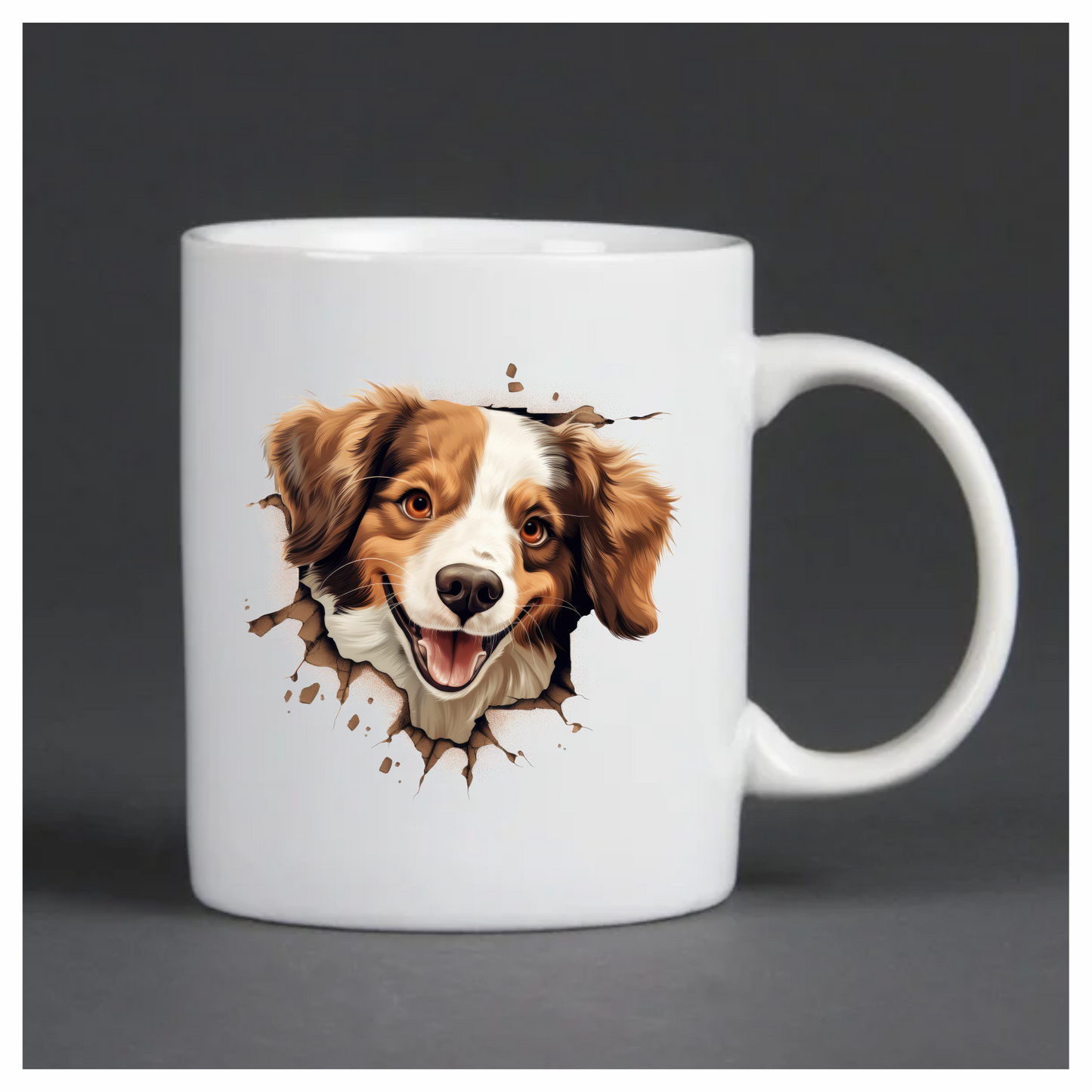 Brown White Dog Spaniel Smiling Vinyl Sticker Decal