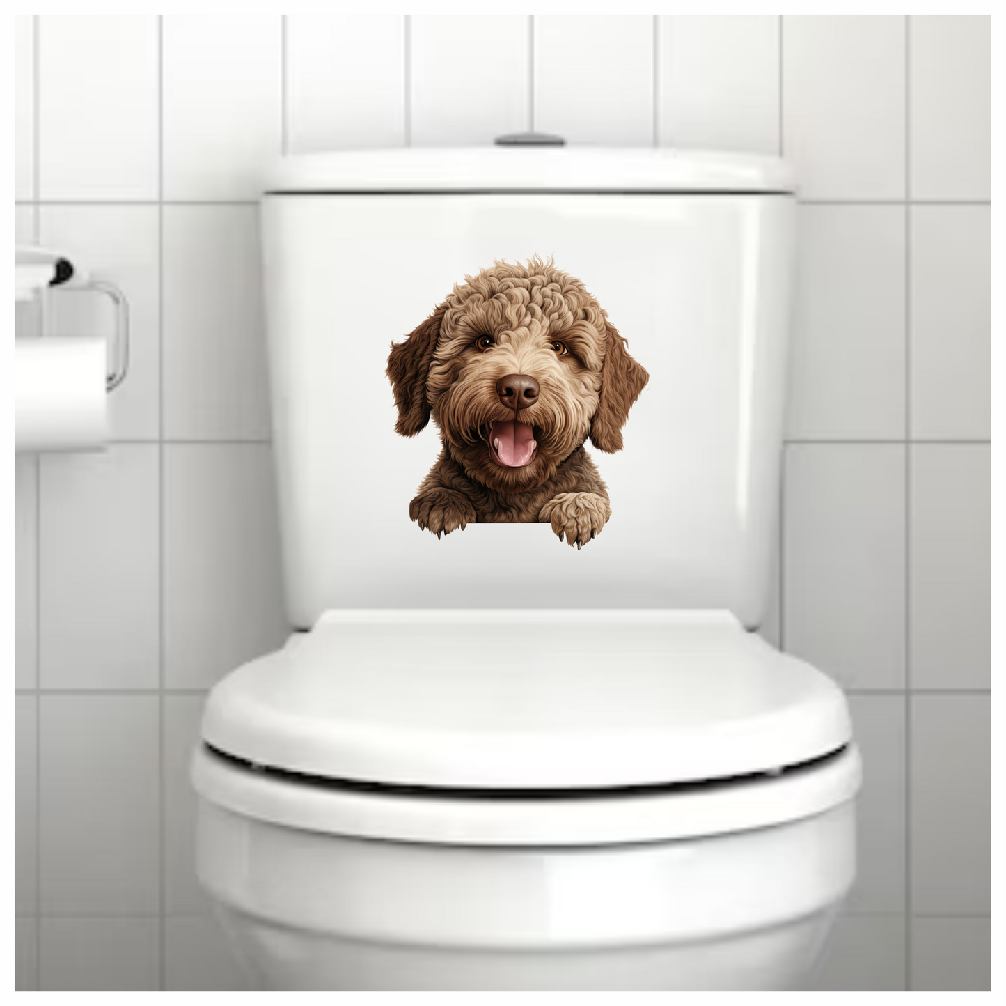 Brown Dog Labradoodle Happy Face Vinyl Sticker Decal