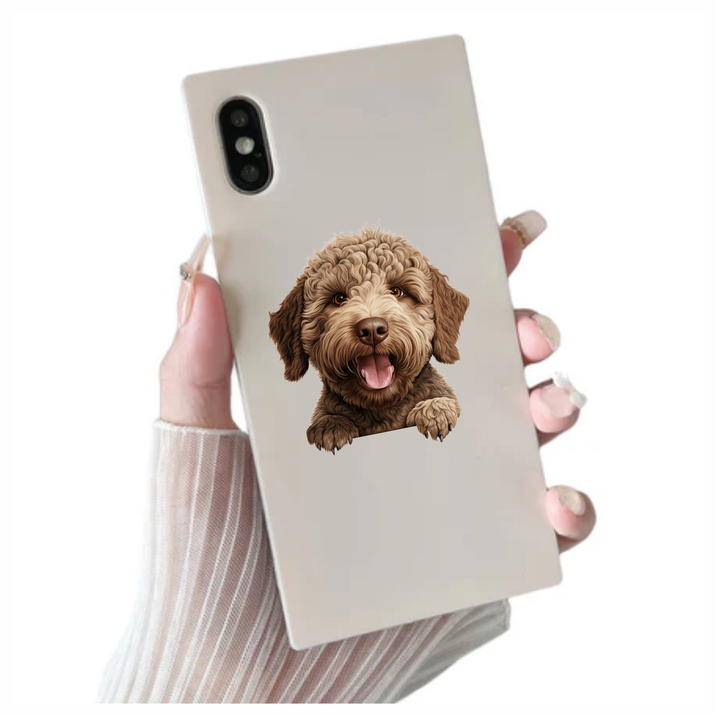 Brown Dog Labradoodle Happy Face Vinyl Sticker Decal