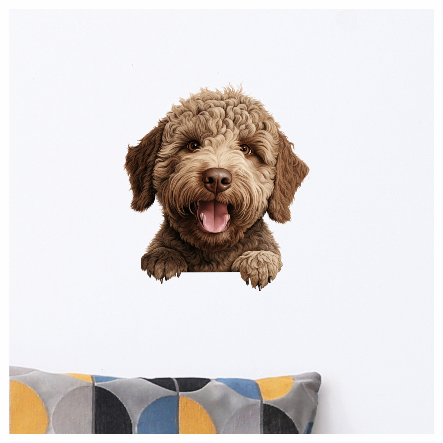 Brown Dog Labradoodle Happy Face Vinyl Sticker Decal
