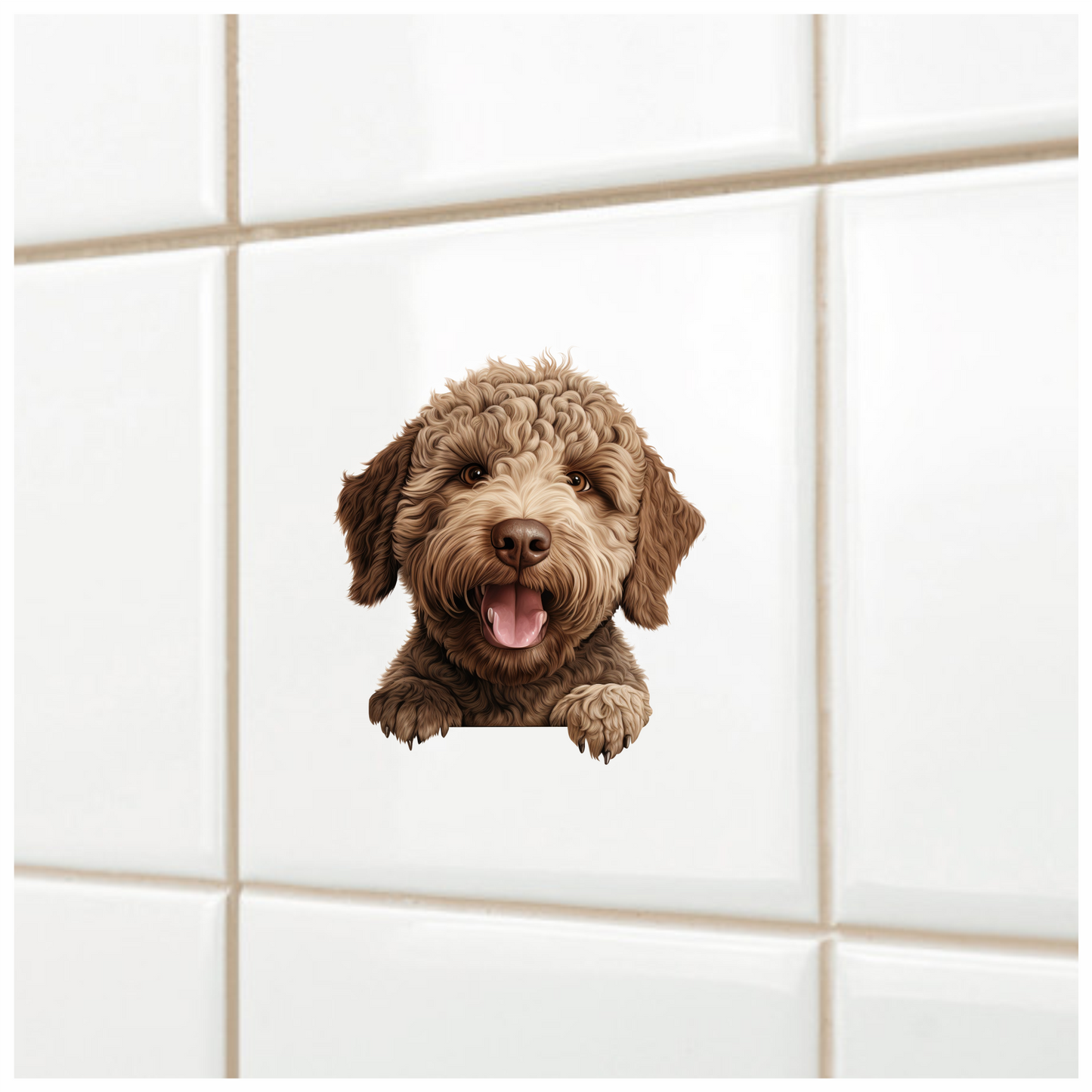 Brown Dog Labradoodle Happy Face Vinyl Sticker Decal